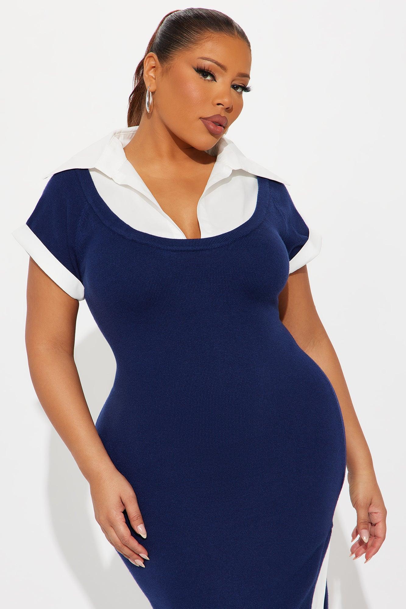 Aylene Sweater Midi Dress - Navy Female Product Image