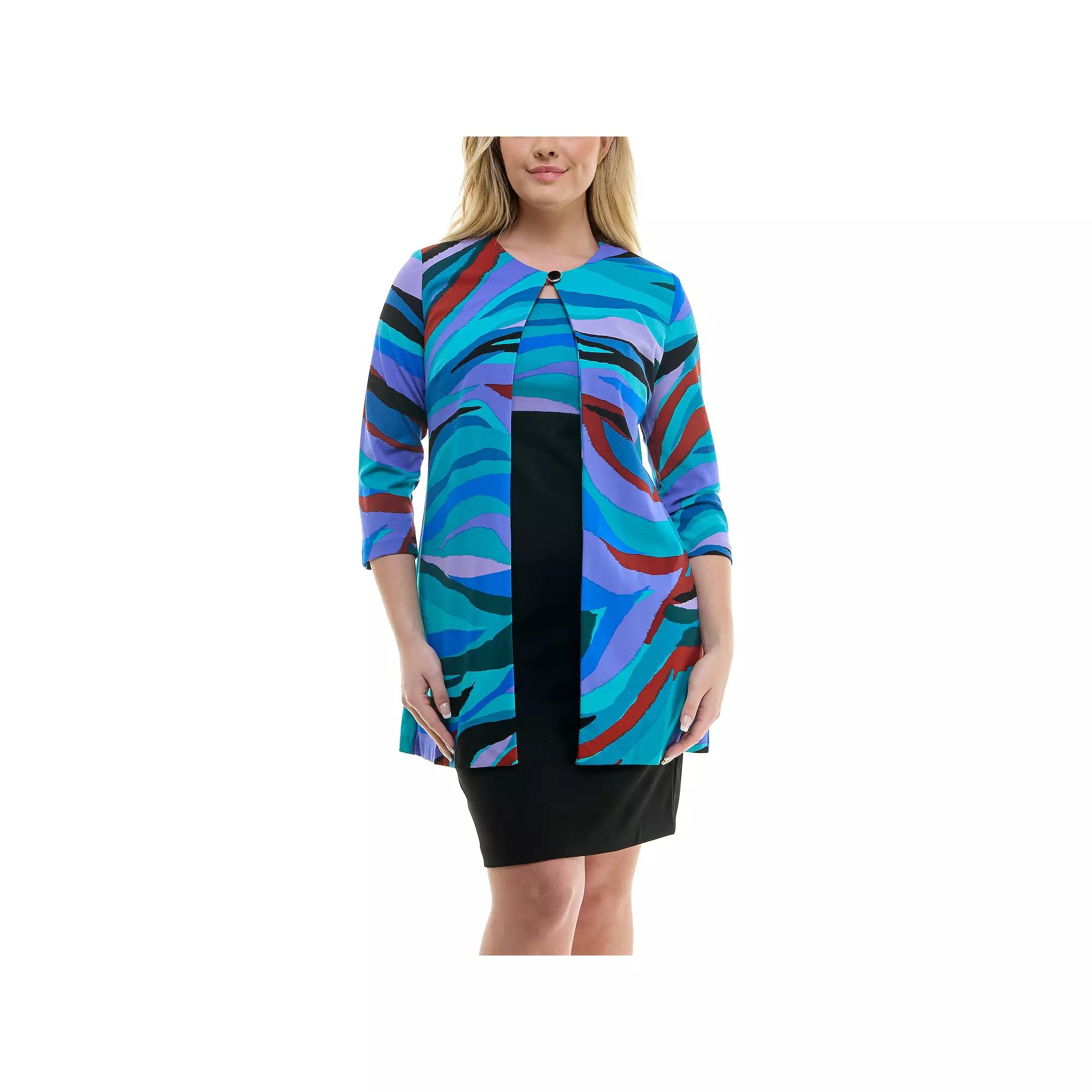 Women's Danny & Nicole Tunic Jacket And Dress, Size: 12, Blackteal Product Image