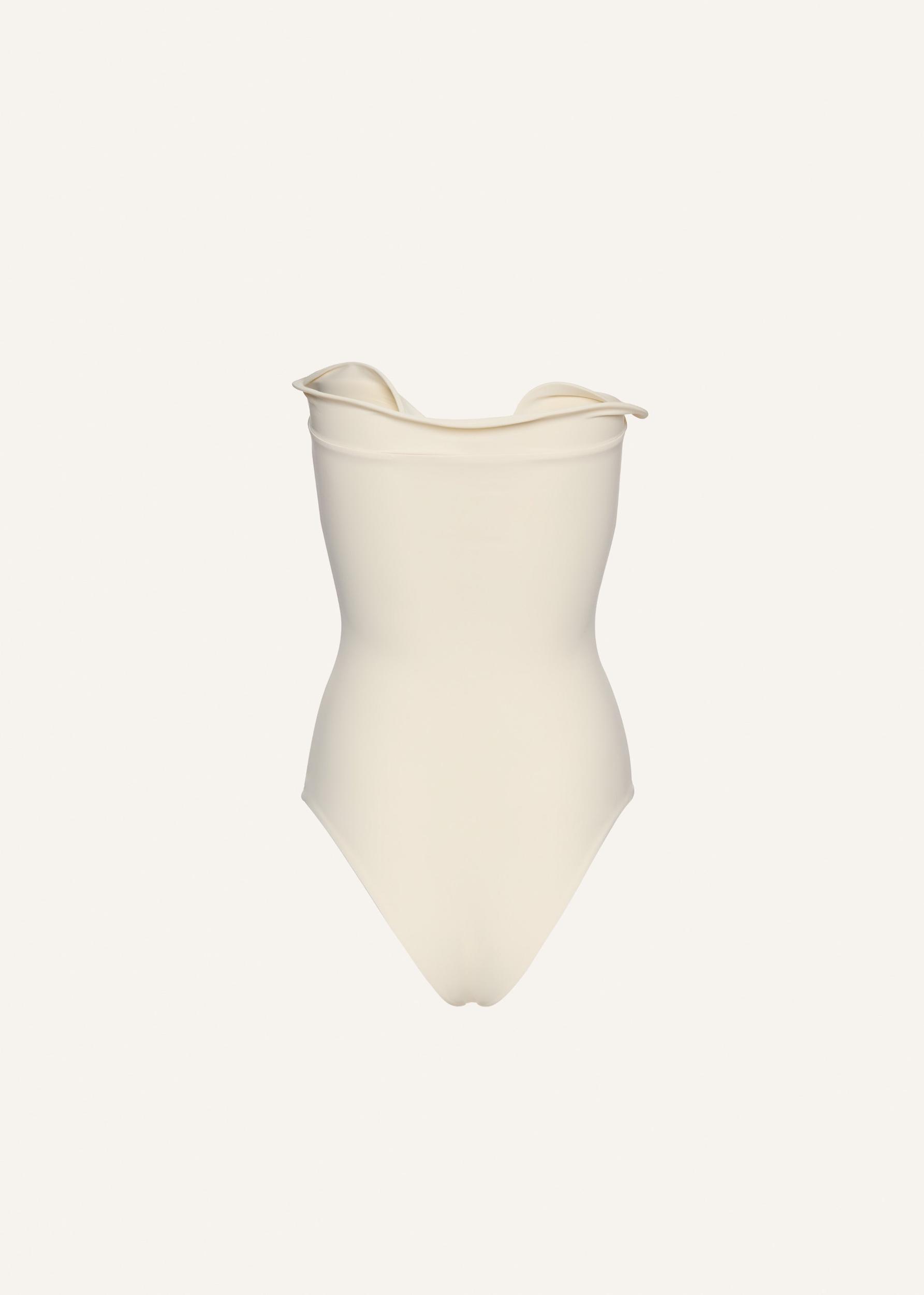 Sculptural rose bustier swimsuit in cream Product Image