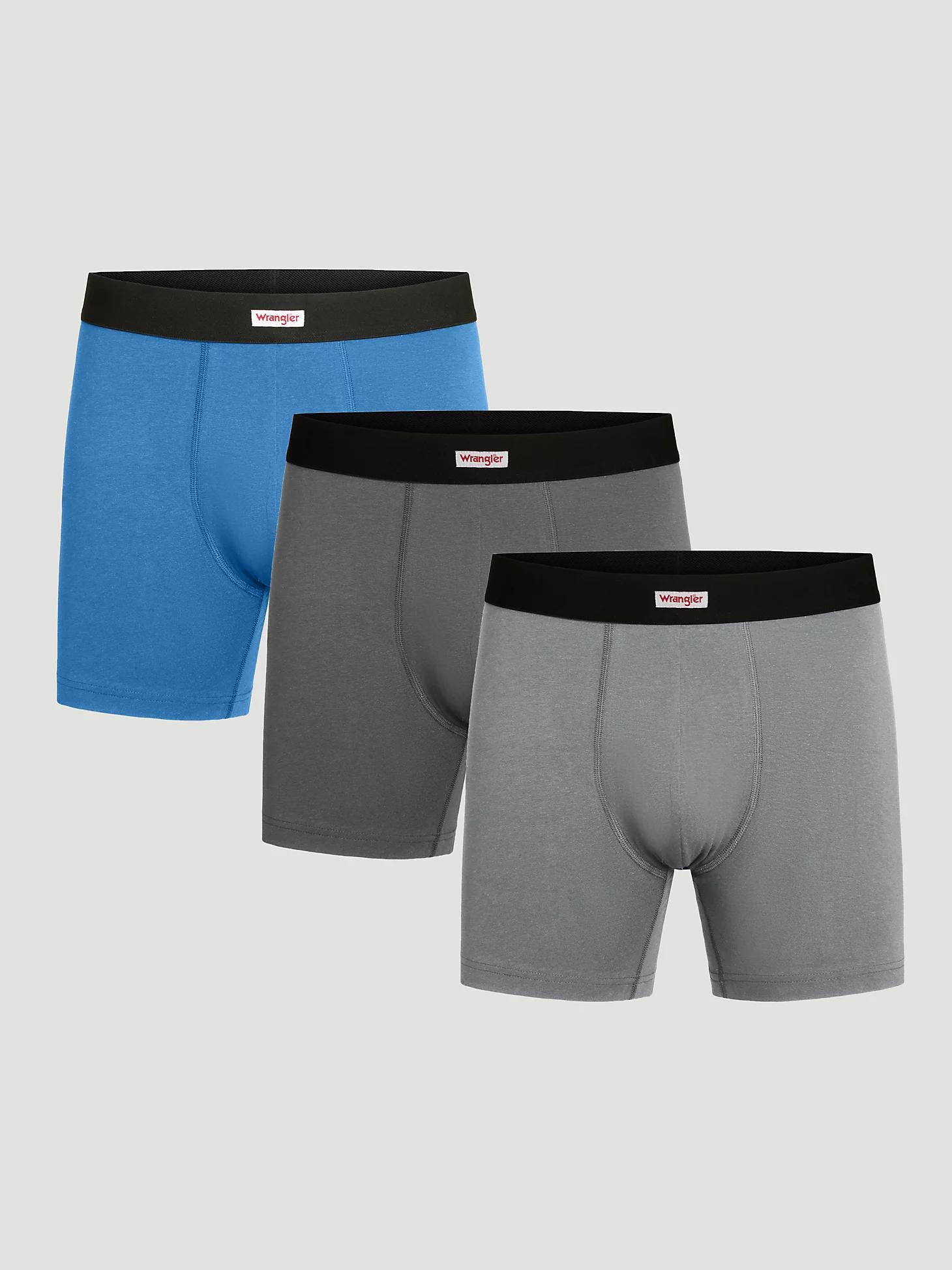 Men's Cotton Stretch Boxer Brief (3-Pack) in Blue/Charcoal/Grey Product Image