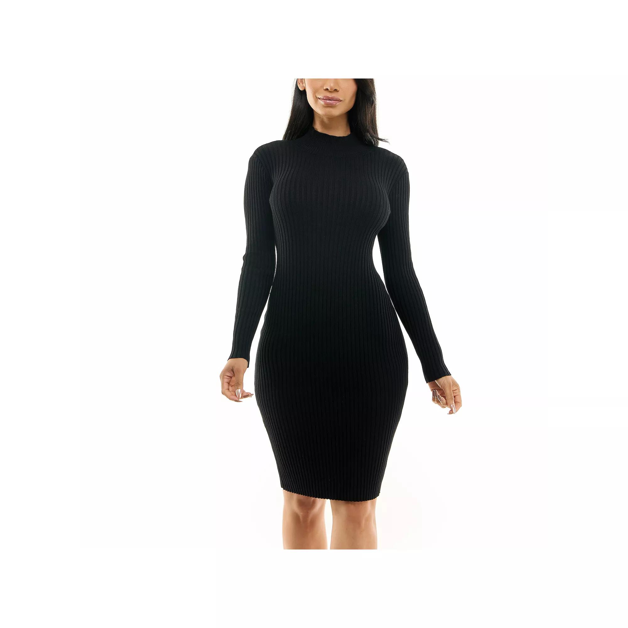 Women's Nina Leonard Striped Sweater Dress, Size: XL, Black Product Image