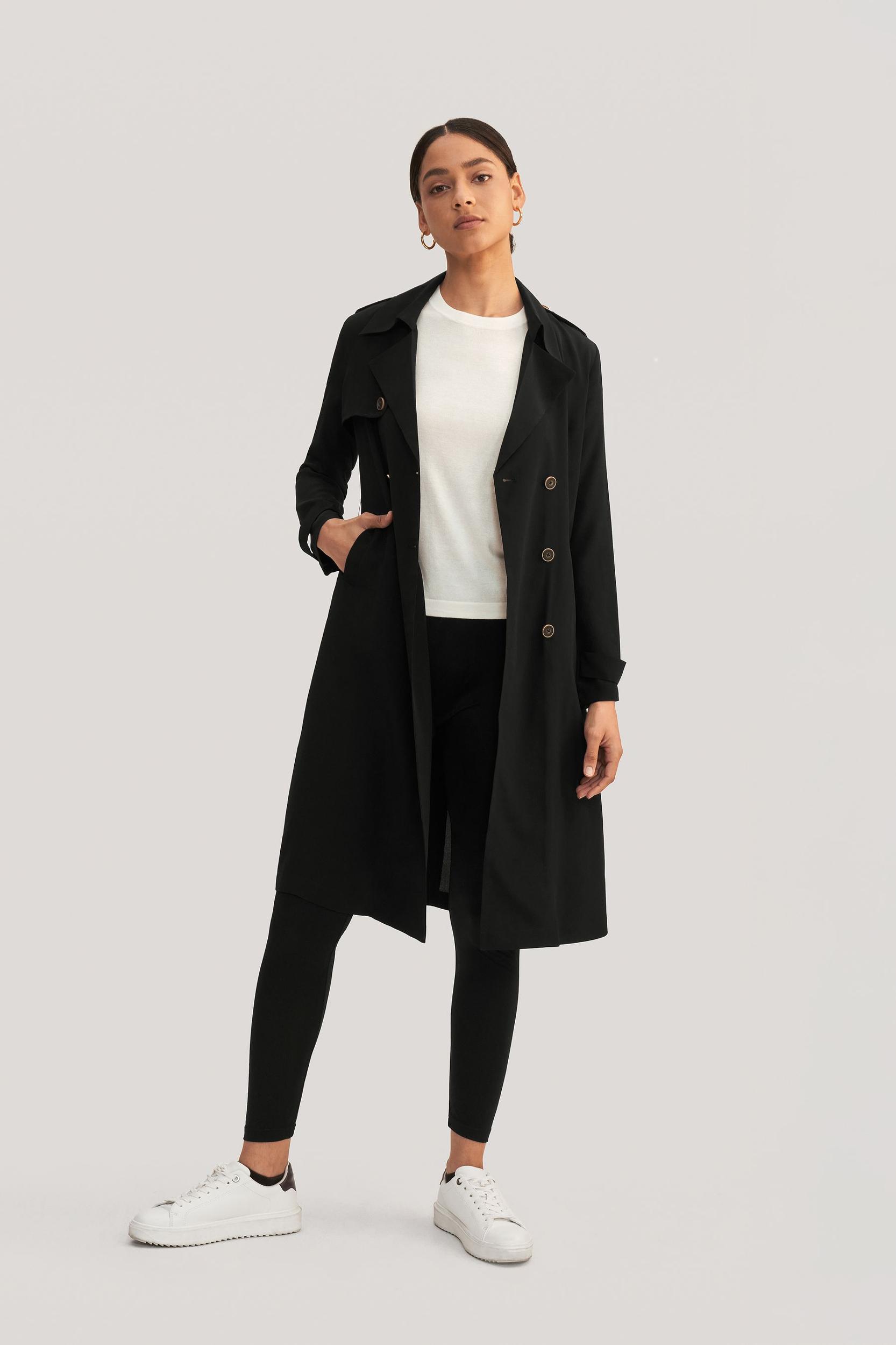 Classic Double-Breasted Silk Trench Coat Product Image