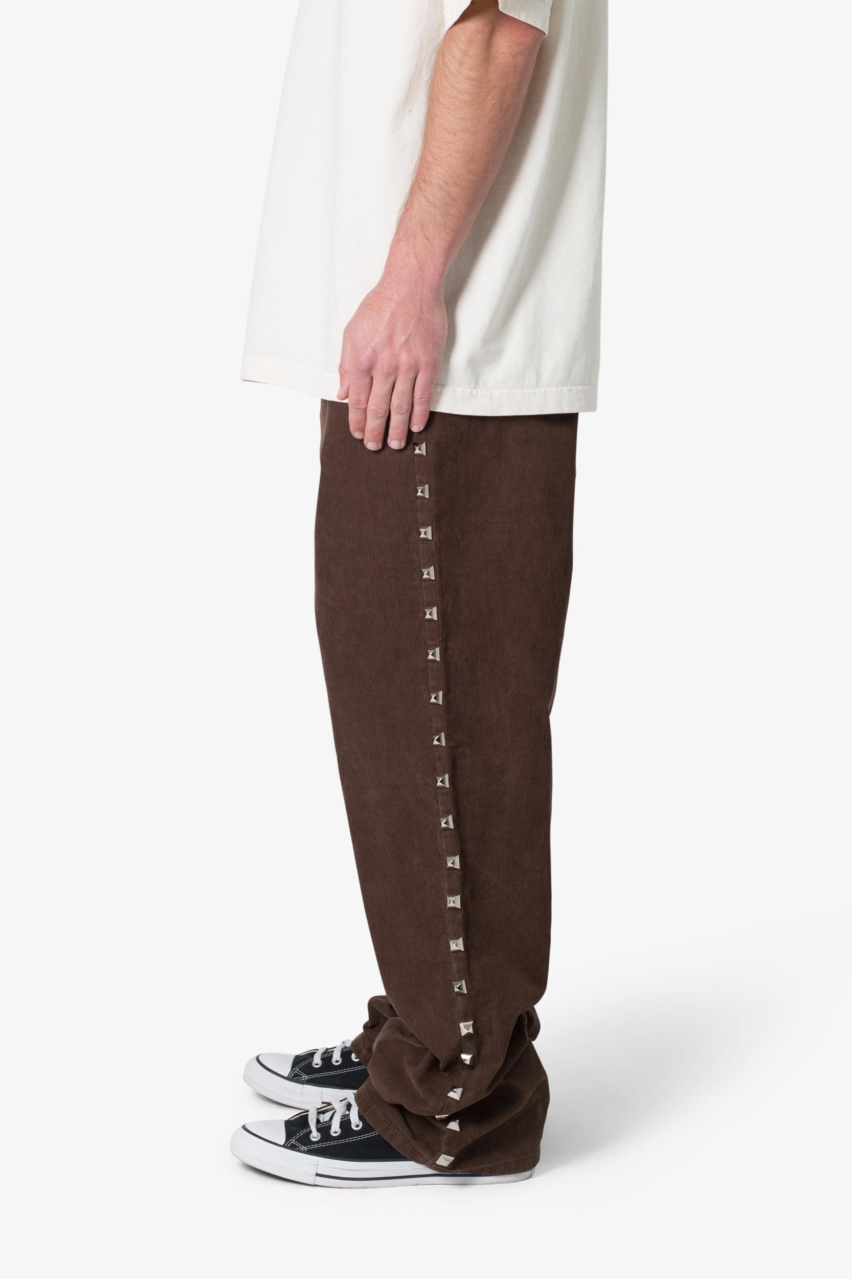 Ultra Baggy Studded Corduroy Pants - Brown Product Image
