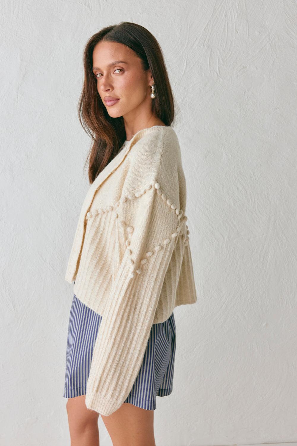 Miji Knit Cardigan Cream Product Image