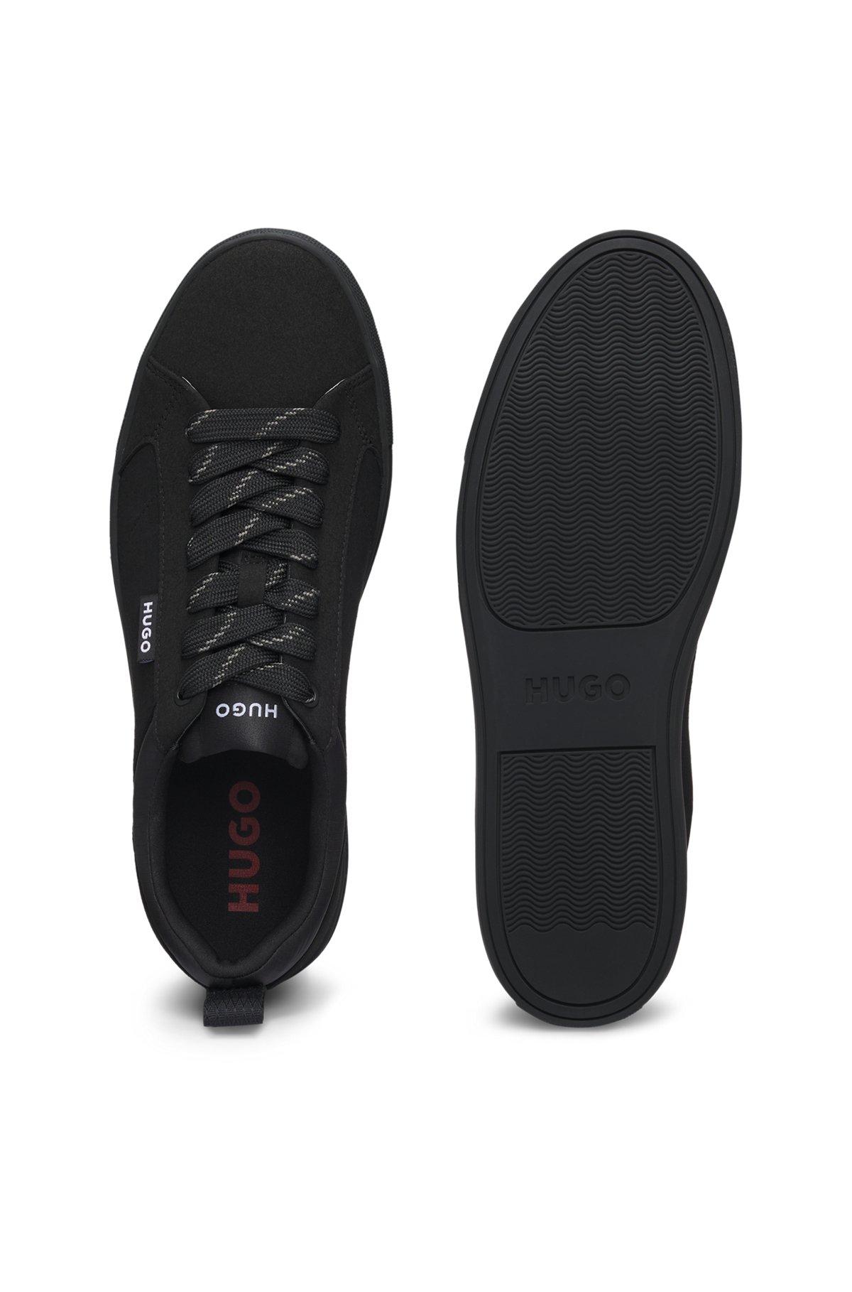 HUGO - Low-top trainers in faux suede - Black Product Image