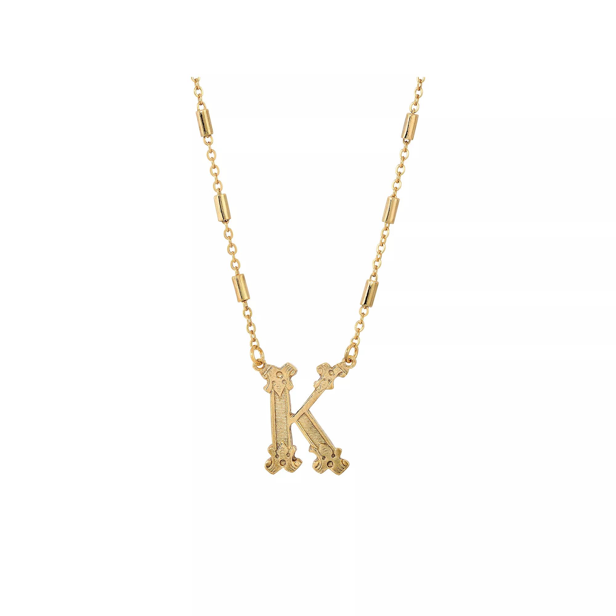 1928 Gold Tone Initial Necklace, Womens, Yellow K Product Image