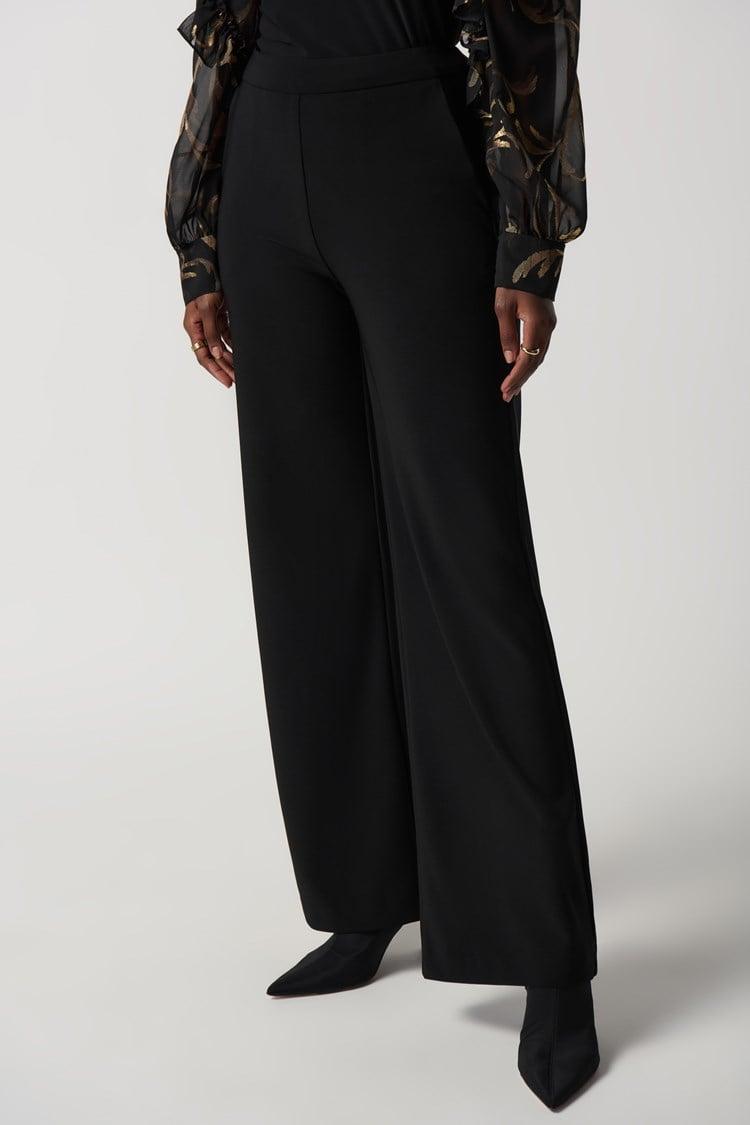 Silky Knit Wide Leg Pants- Black Product Image