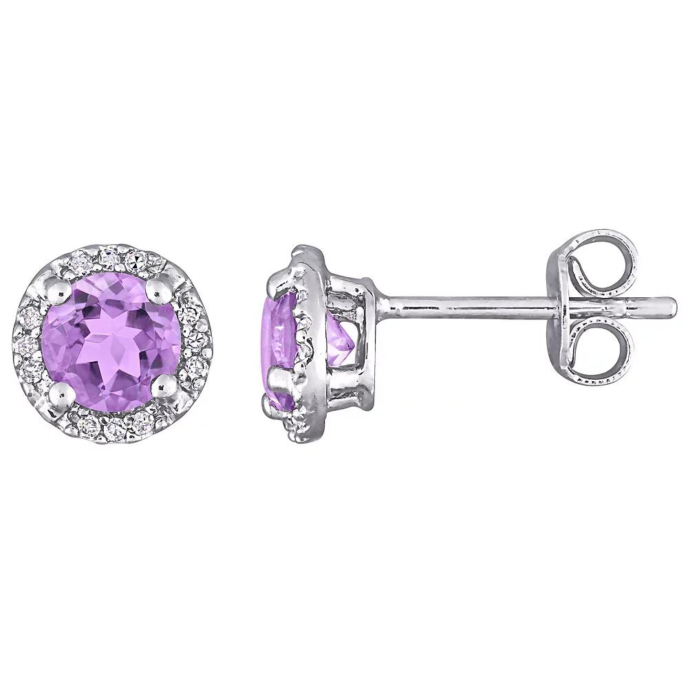 Stella Grace Sterling Silver Amethyst & Diamond Accent Halo Stud Earrings, Women's Product Image