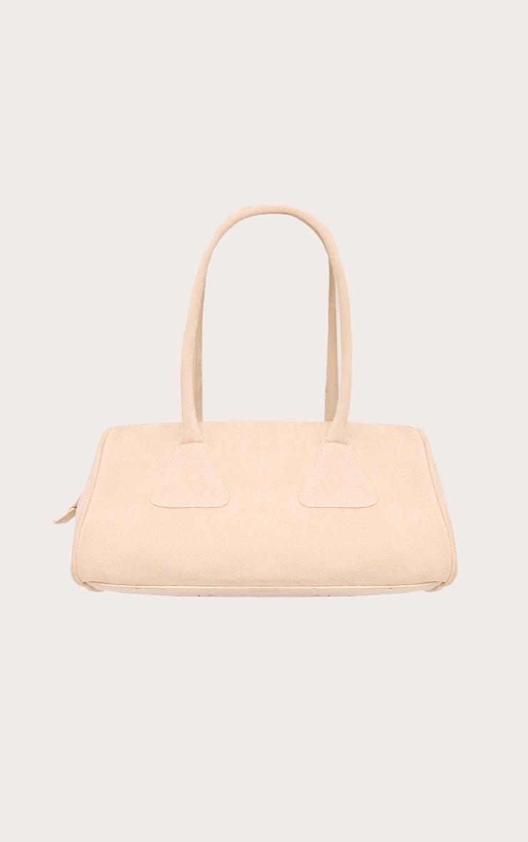 Cream Faux Suede Bowler Bag Product Image