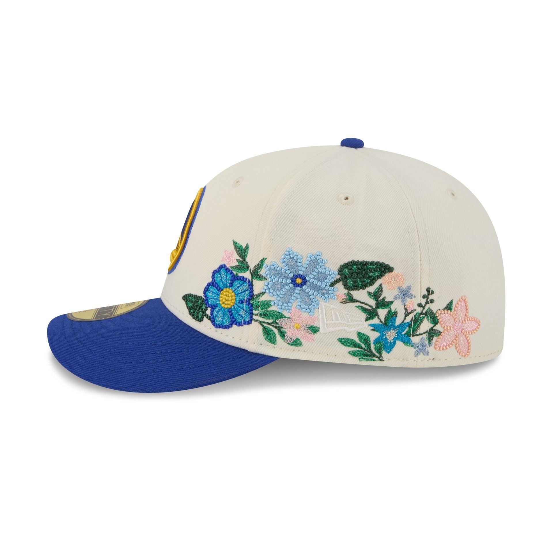 Golden State Warriors Tonal Florals White 59FIFTY Fitted Hat Male Product Image