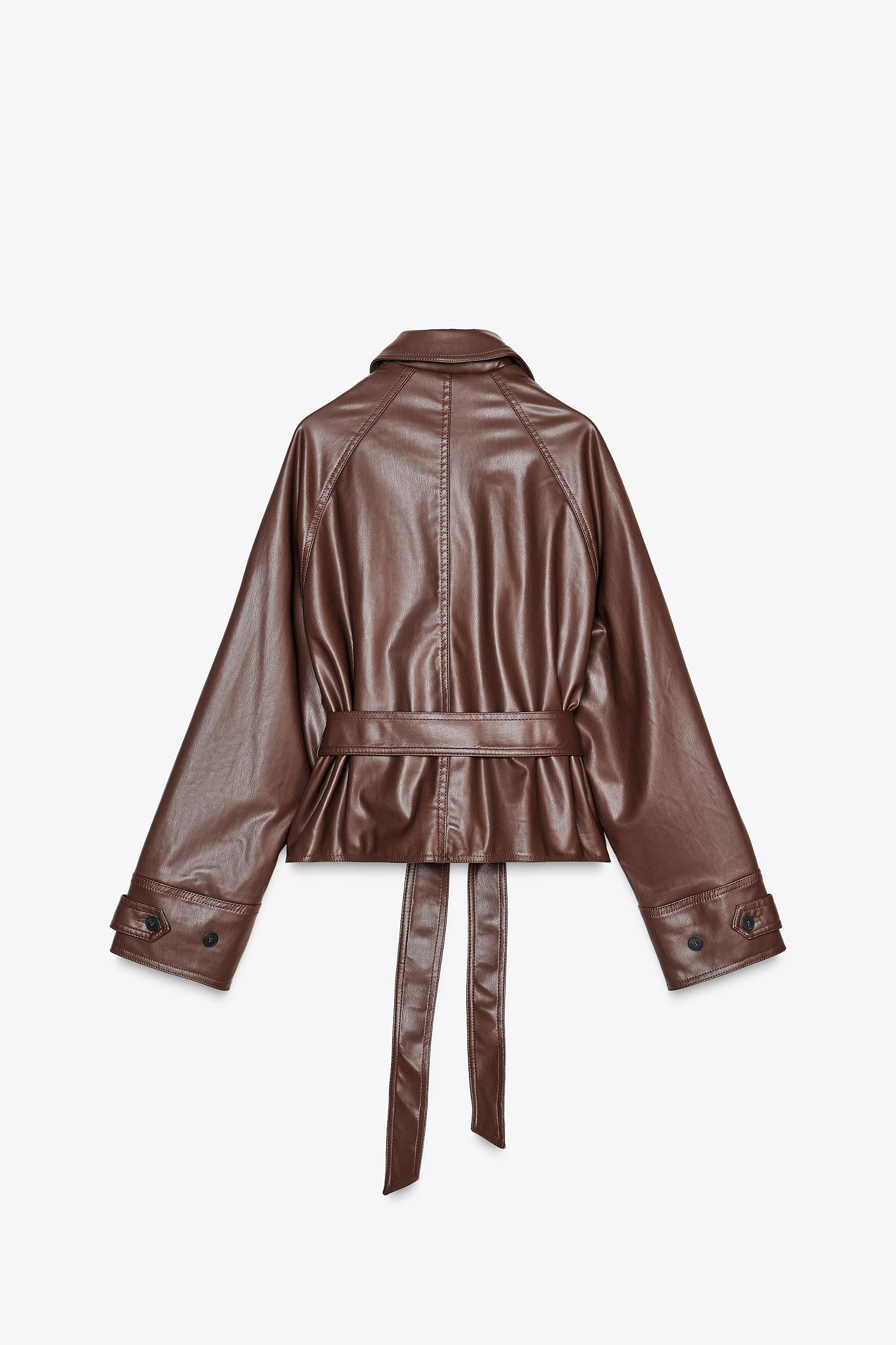SHORT FAUX LEATHER TRENCH COAT Product Image