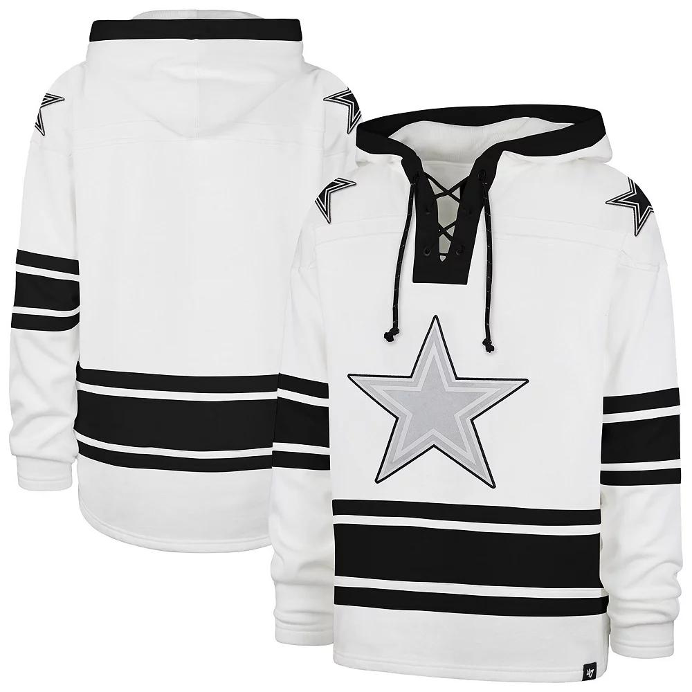 Men's '47 White Dallas Cowboys After Image Superior Lacer Pullover Hoodie,  Product Image