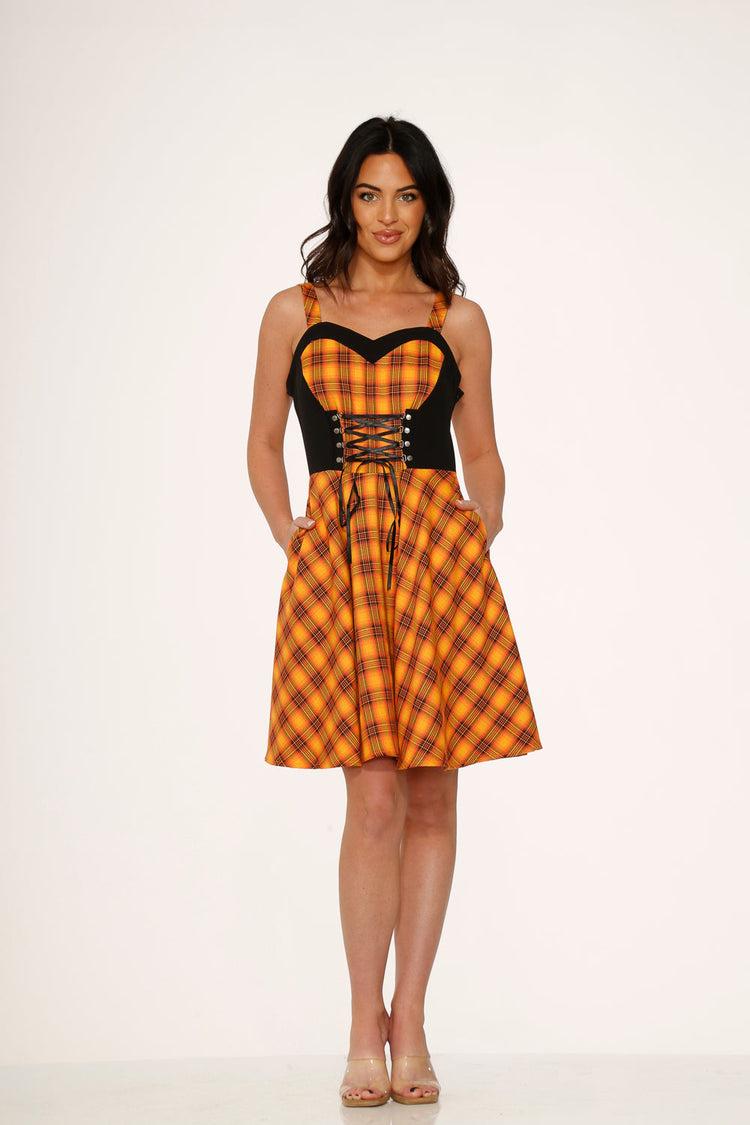 Orange Plaid Swing Dress Product Image