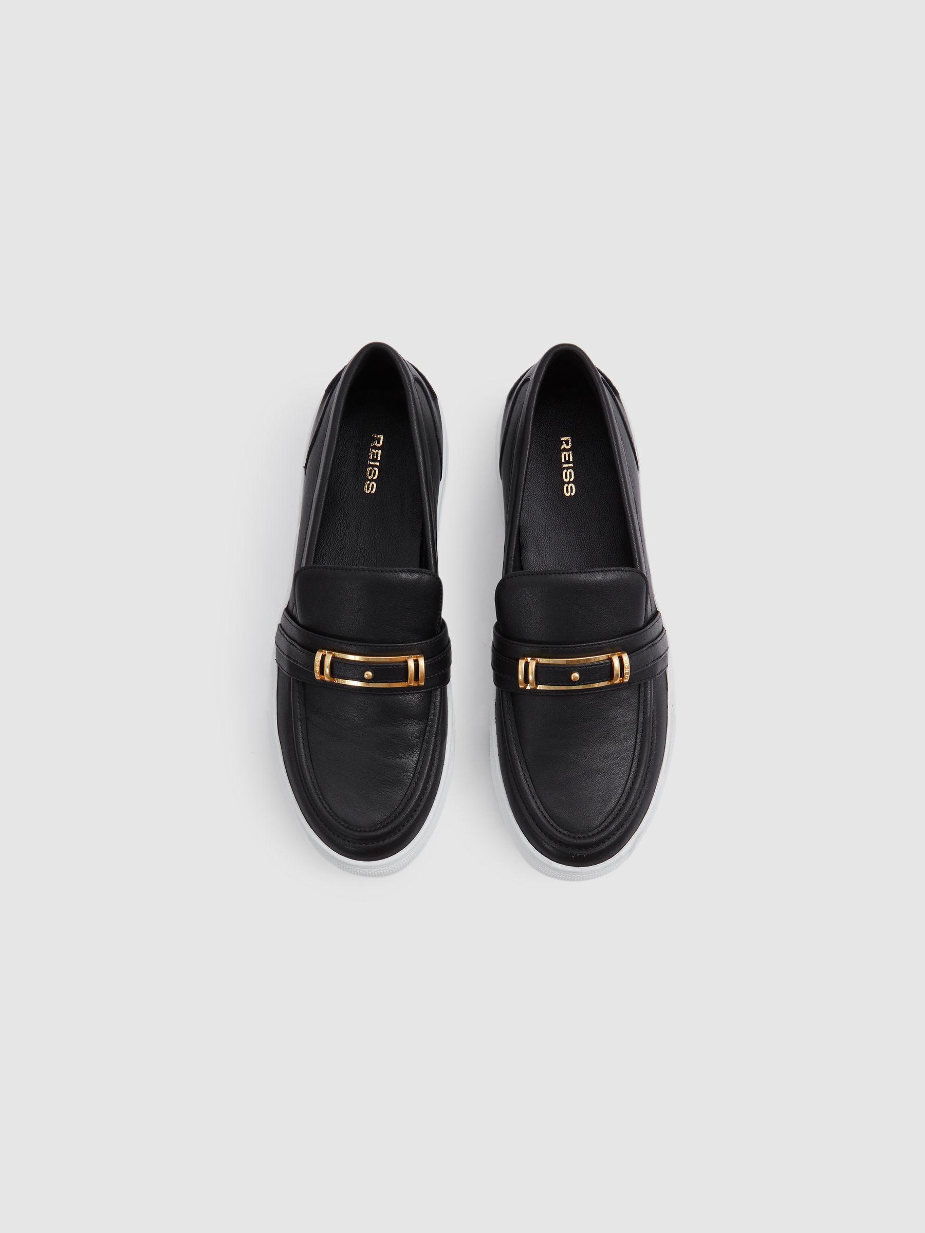 Leather Loafer Trainers in Black Product Image
