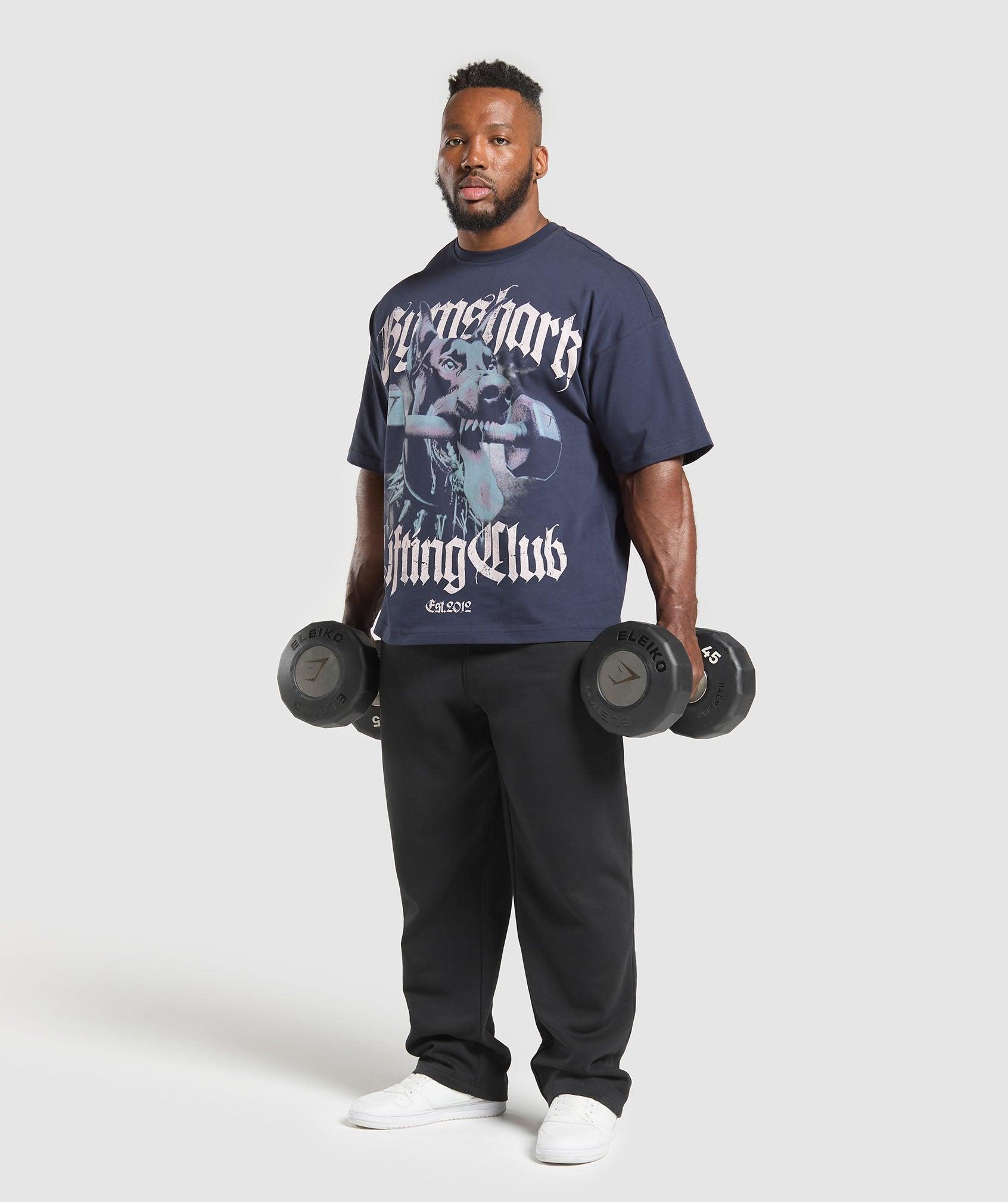 Gymshark Doberman Graphic T-Shirt - Heavy Blue Male Product Image