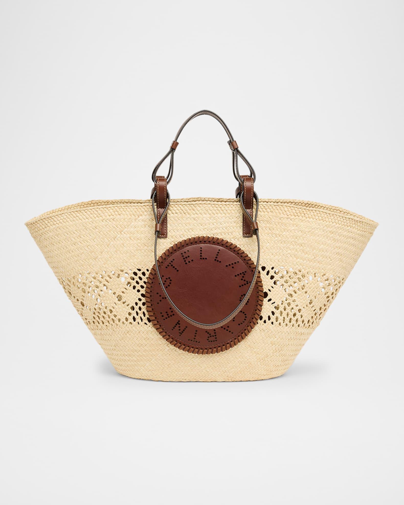 Small Logo Raffia Basket Tote Bag Product Image