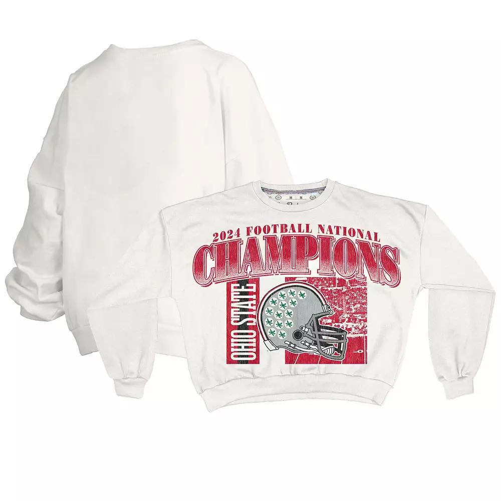 Women's Pressbox  White Ohio State Buckeyes College Football Playoff 2024 National Champions Zone Oversized Sweatshirt, Size: XL Product Image
