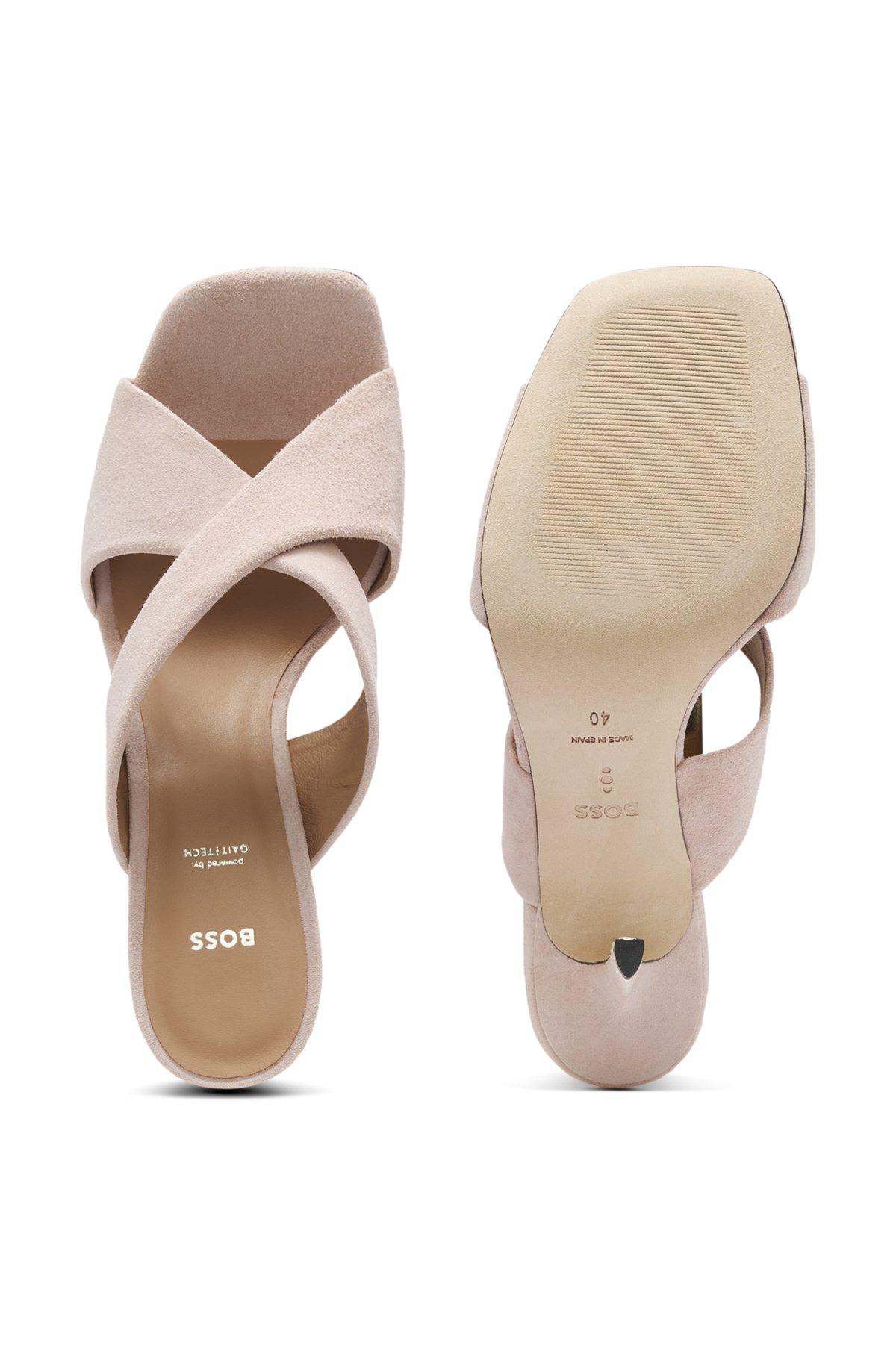 Suede sandals with crossover straps Product Image