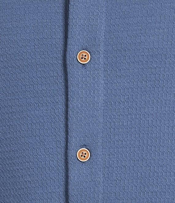 Roundtree & Yorke Short Sleeve Waffle Coatfront Shirt Product Image