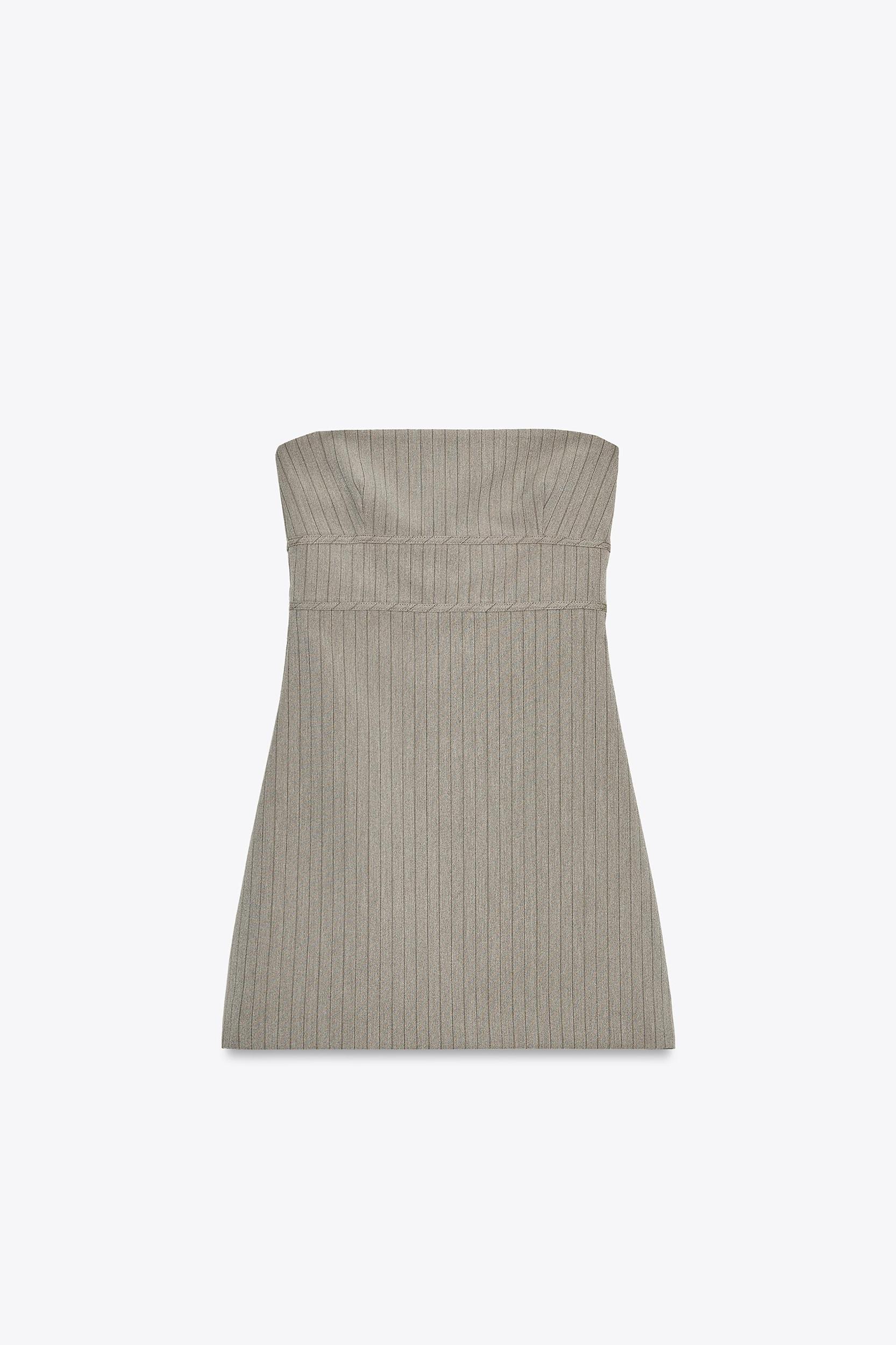 STRAPLESS PINSTRIPE DRESS Product Image
