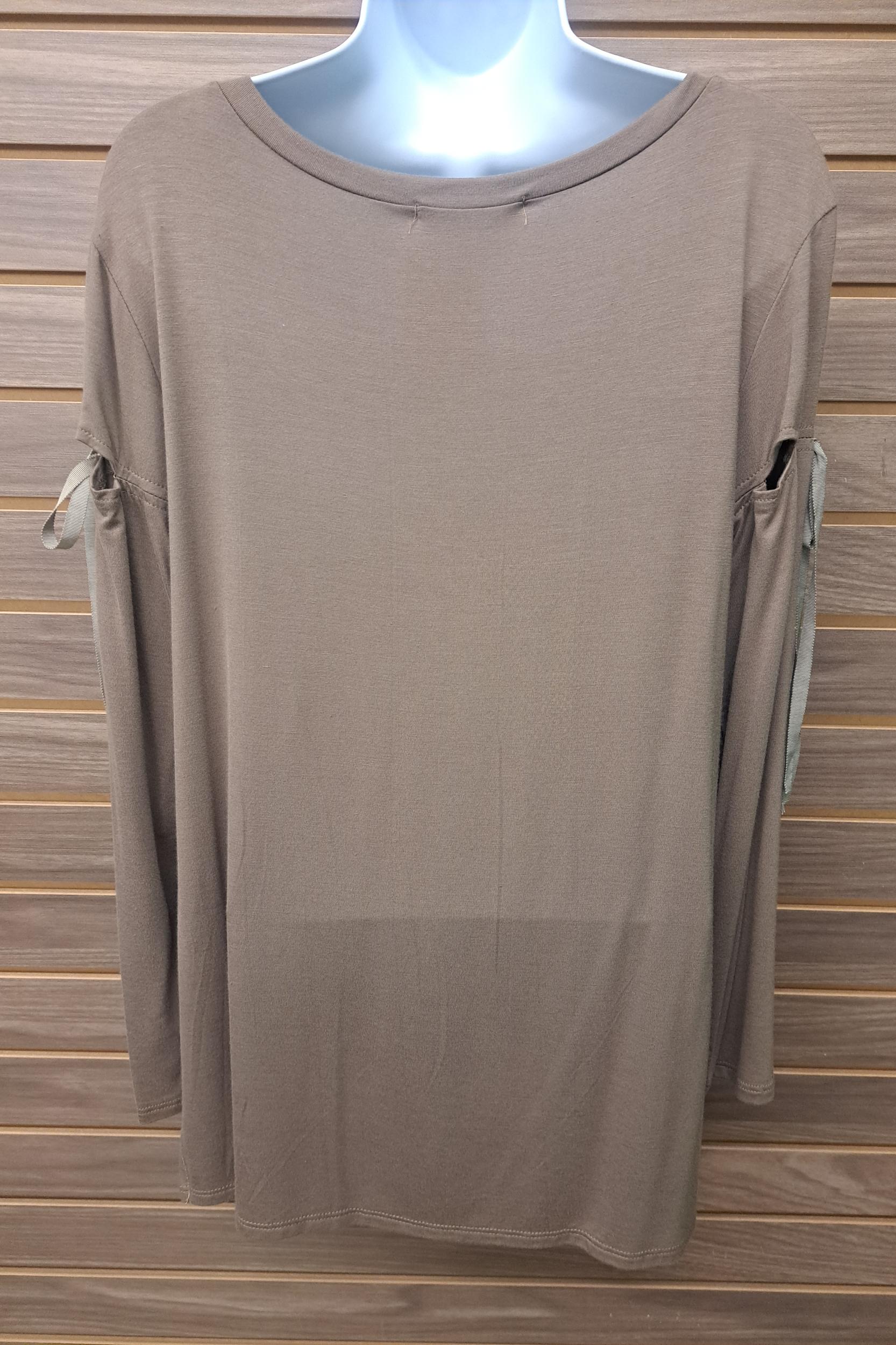 Brown laced long sleeve round neck Product Image