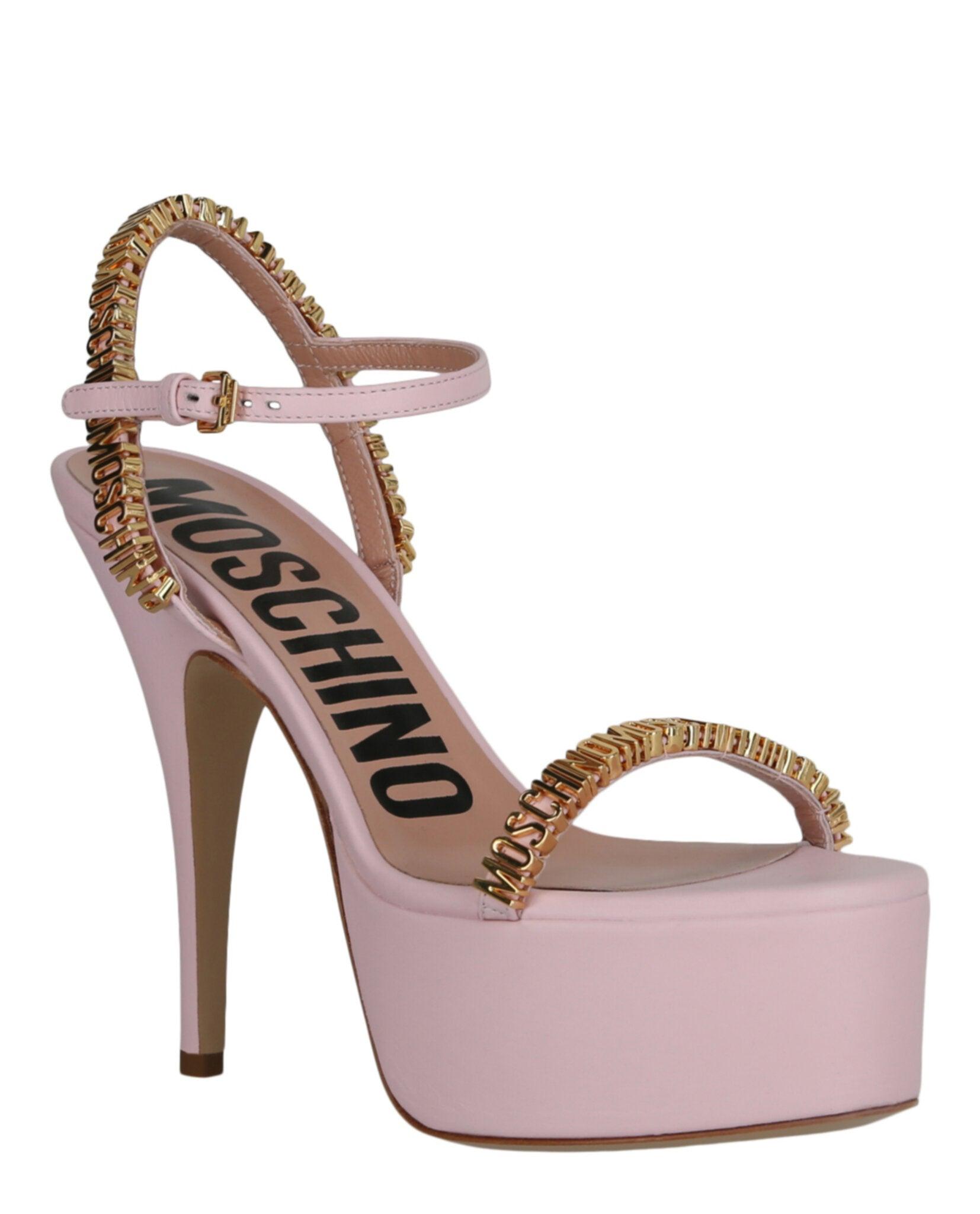 Moschino Logo Lettering Platform Heel Sandals Female Product Image