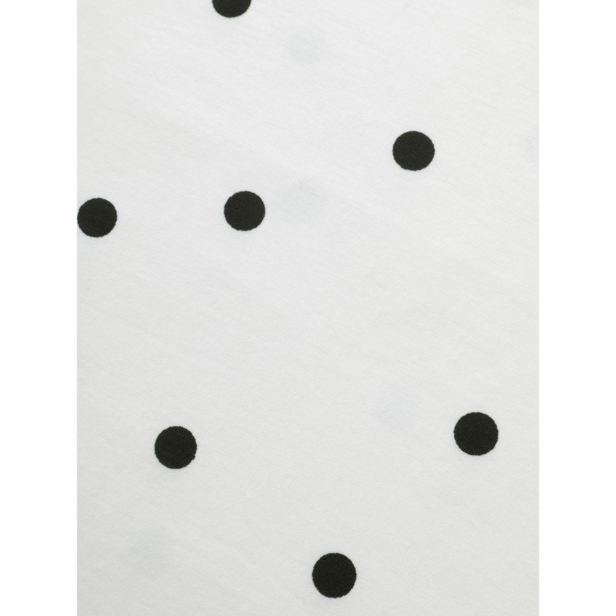 Plus Size Round Neck Polka Dot Contrast T-shirt Originalwhite Women At the Office Contrast Round Neck Work T-shirts BloomChic 10/M Product Image