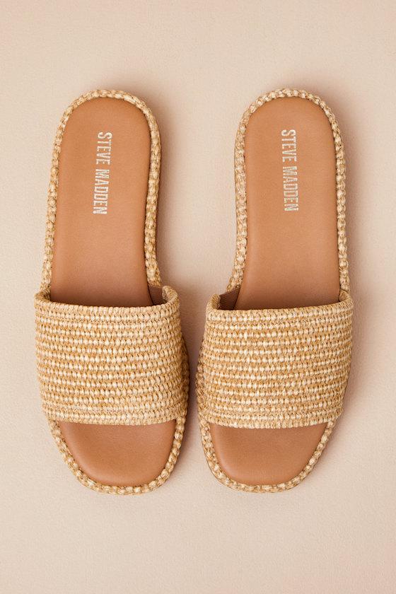 Boardwalk Natural Raffia Slide Sandals Product Image