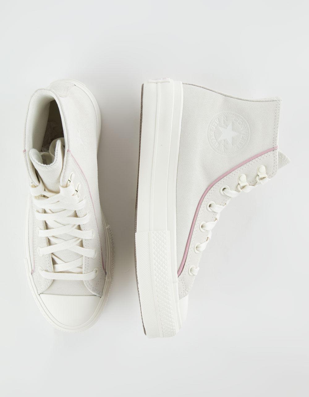 CONVERSE Chuck Taylor All Star Lift Platform Suede Womens High Top Shoes - LILAC Product Image