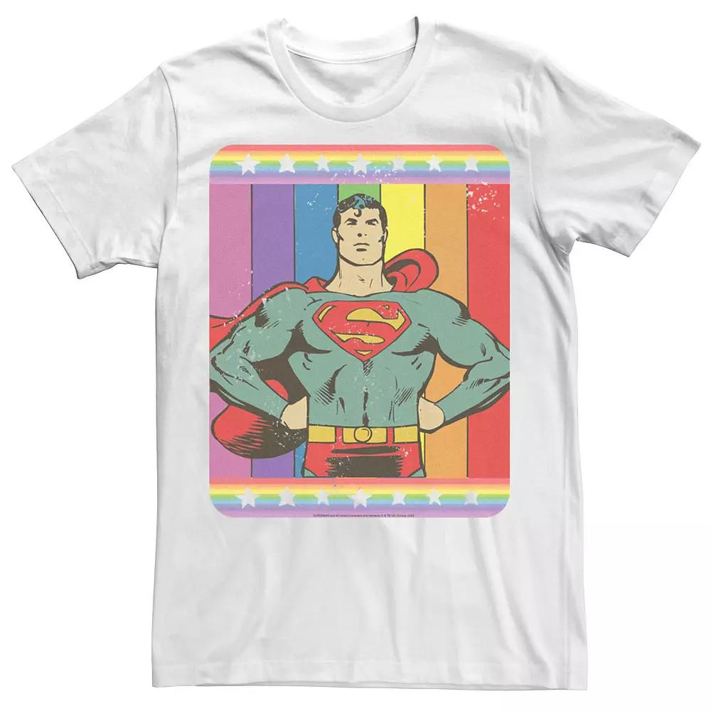Adult DC Comics Pride Superman Rainbow Flag Portrait Tee, Men's, Size: XXL, White Product Image