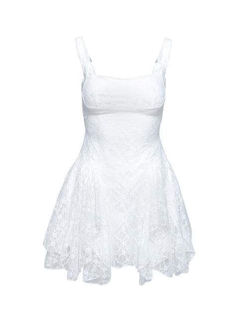 Everglimmer Lace Mini Dress White Product Image