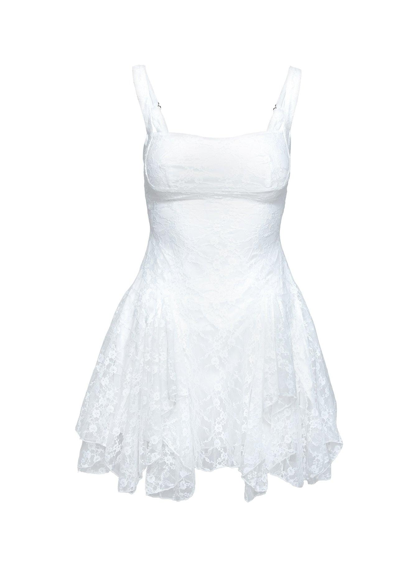 Everglimmer Lace Mini Dress White Product Image