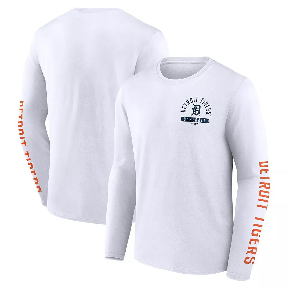 Men's Fanatics  White Detroit Tigers Press Box Long Sleeve T-Shirt, Size: 5XL Product Image