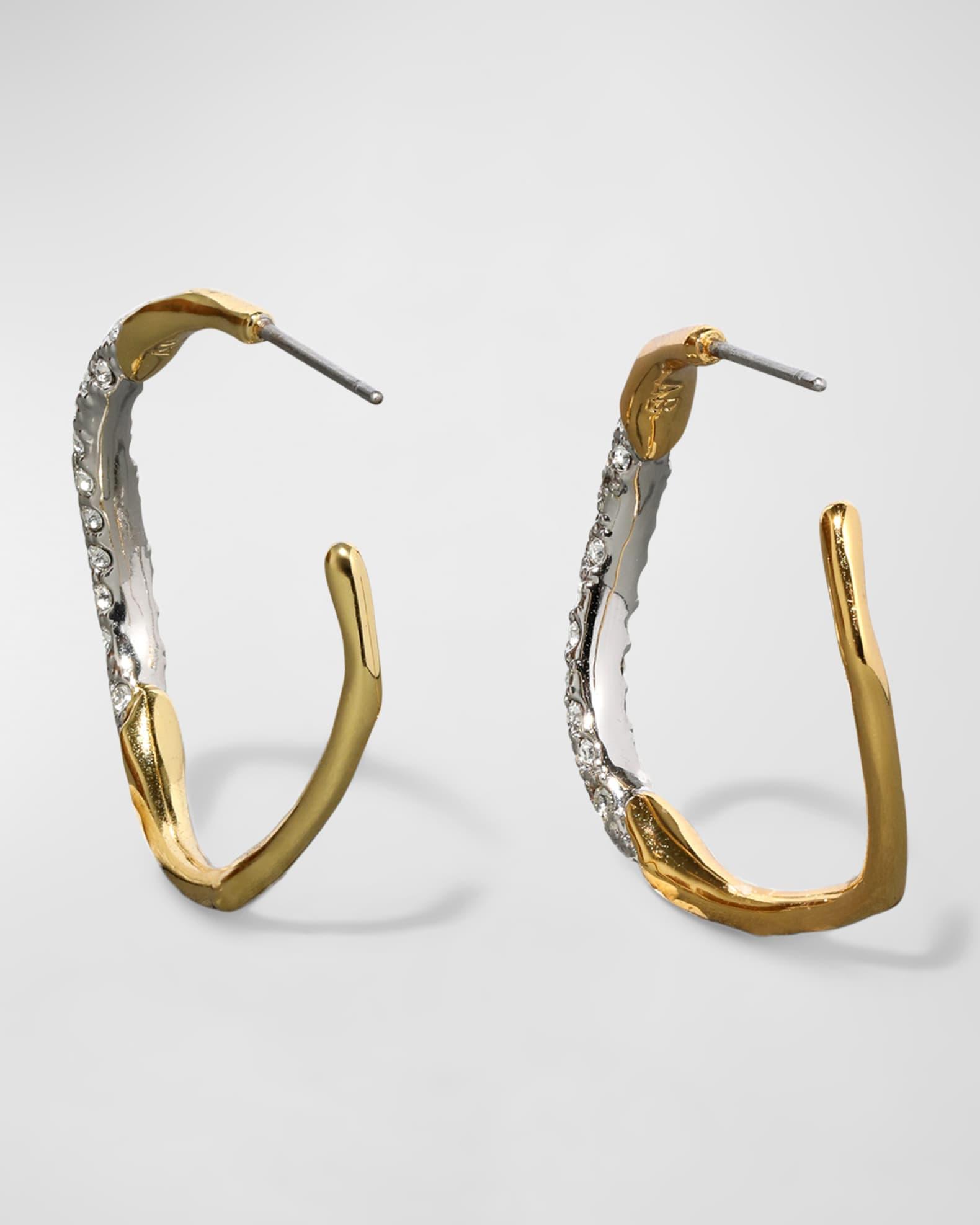 Medium Two-Toned Pave Hoop Earrings Product Image
