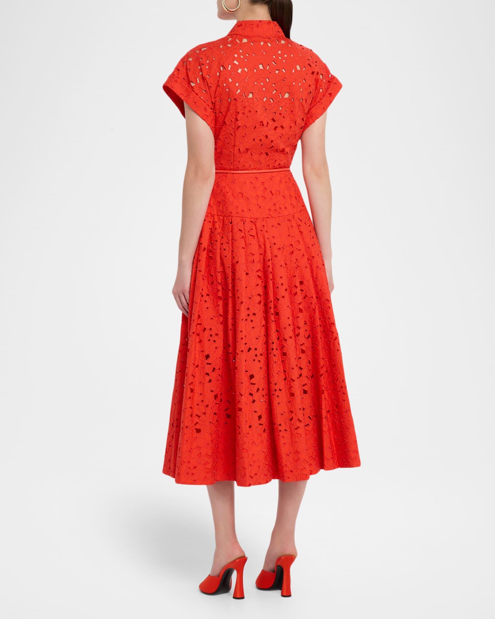 Blaire Pleated Floral Lace Midi Shirtdress Product Image