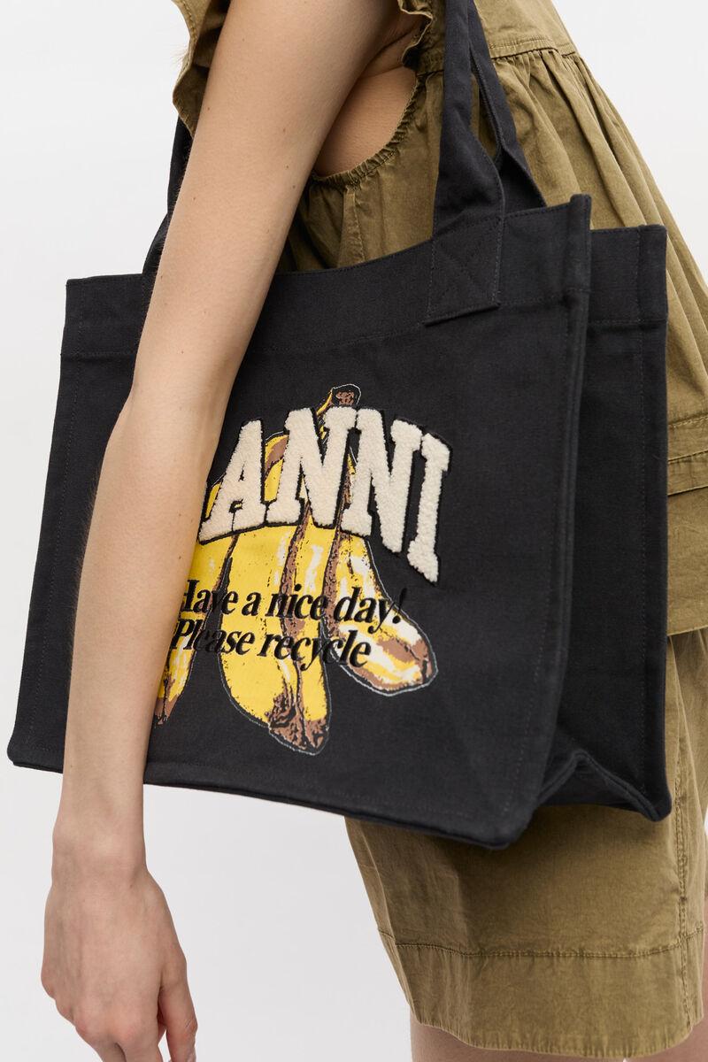 GANNI Banana Print Large Tote Bag In Black Product Image