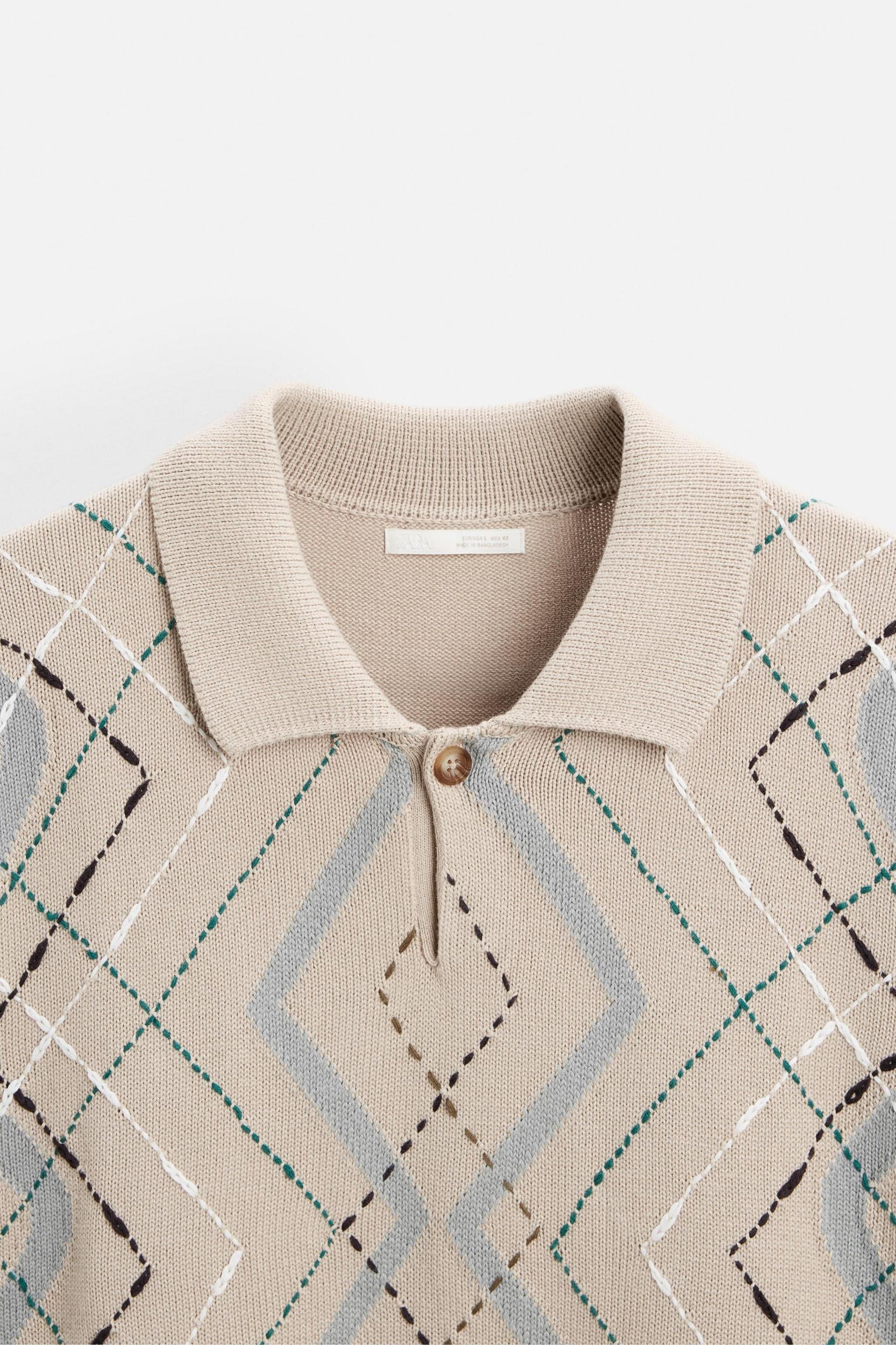 JACQUARD DIAMOND KNIT POLO Product Image