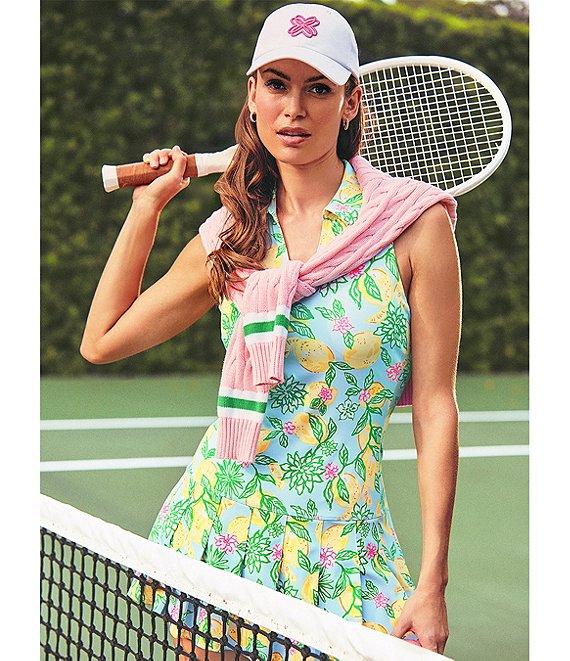 Lilly Pulitzer Dania Powerstretch Make Lemonade Fruit Point Collar Sleeveless Pleated Dress Product Image