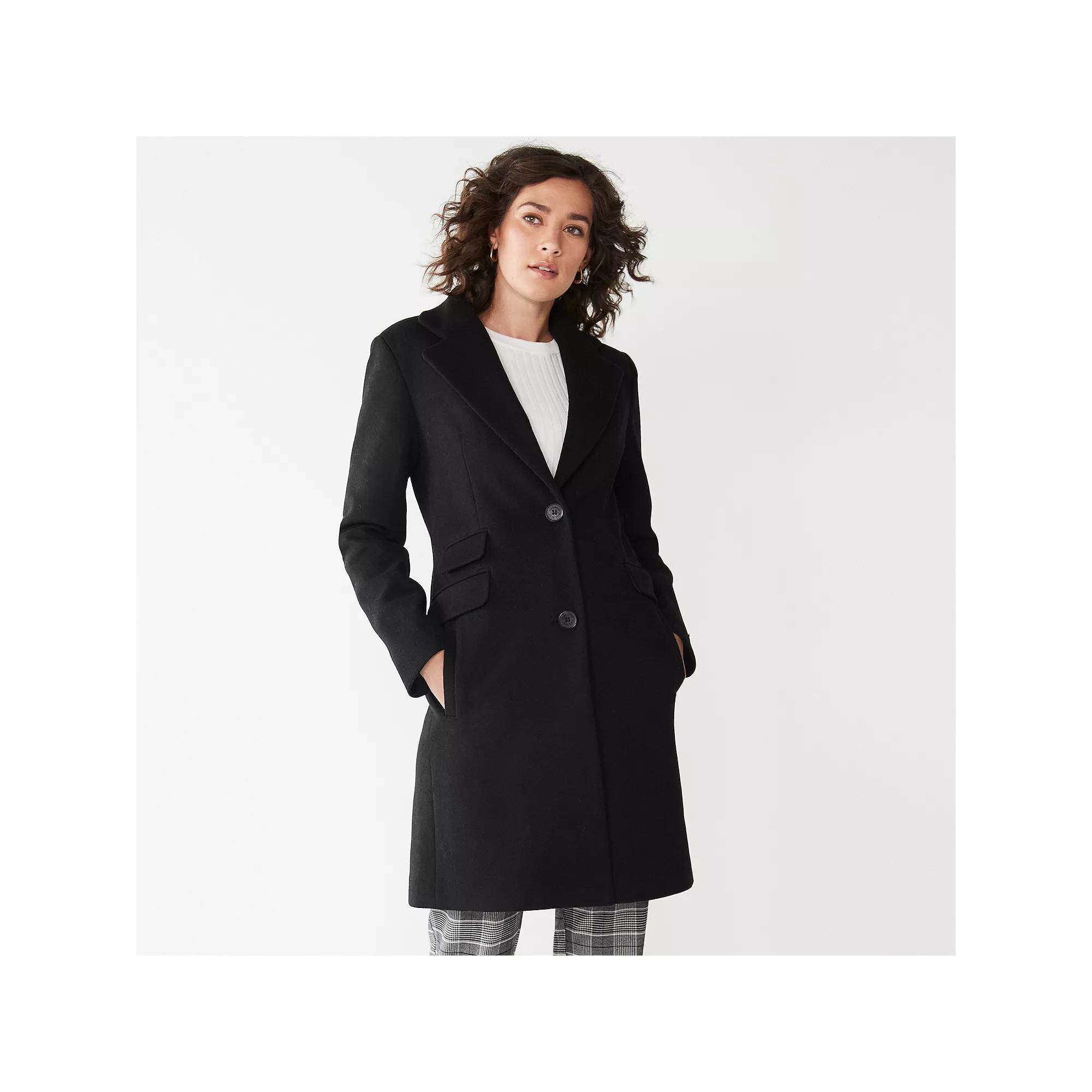 Women's Nine West Single-Breasted Wool Blend Coat,  Product Image