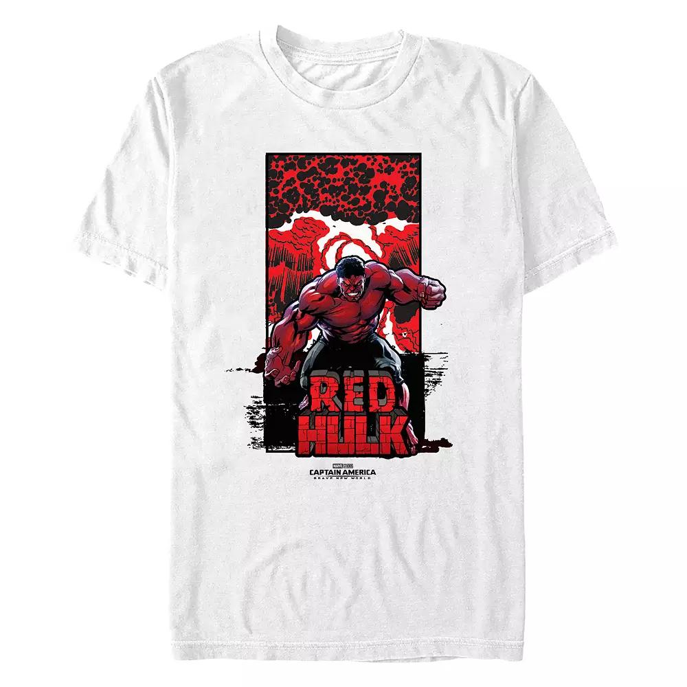 Men's Marvel Captain America Brave New World Red Hulk Explosion Poster Graphic Tee,  Product Image