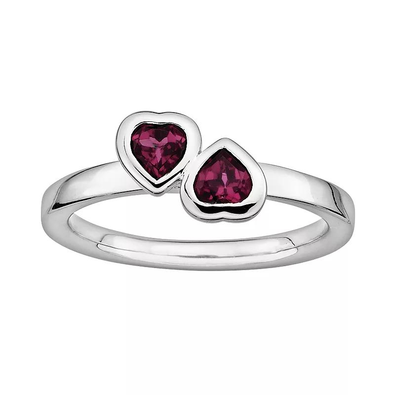 Stacks & Stones Sterling Silver Rhodolite Garnet Heart Stack Ring, Women's, Size: 5 Product Image
