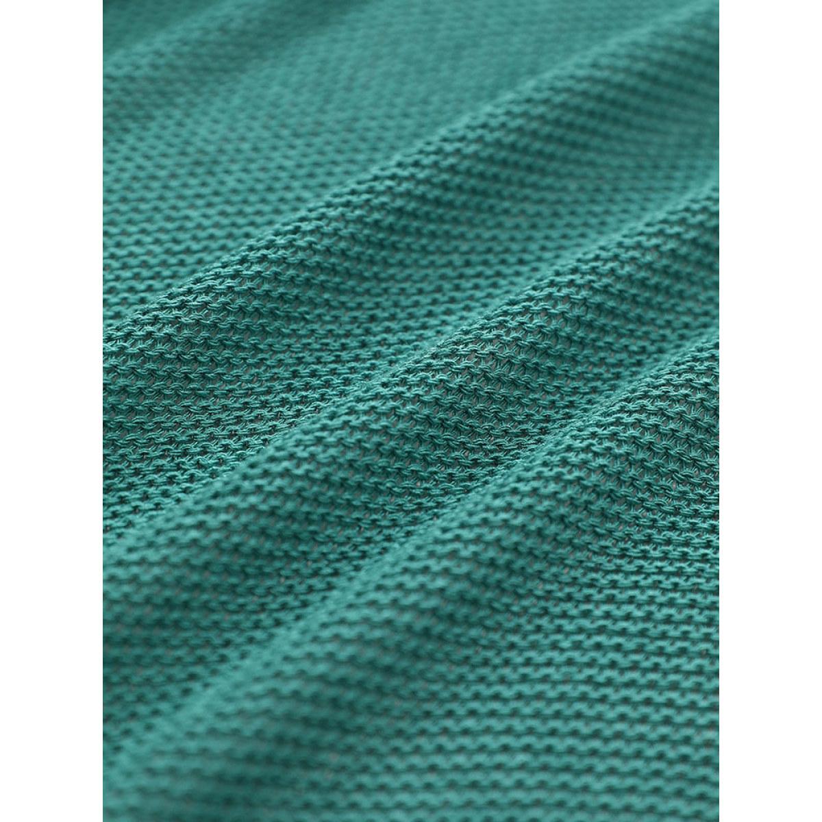 Plus Size Plain Open Front Loose Slightly Stretchy Cardigan Emerald Women Casual Loose Long Sleeve Everyday Cardigans BloomChic 12/L Product Image