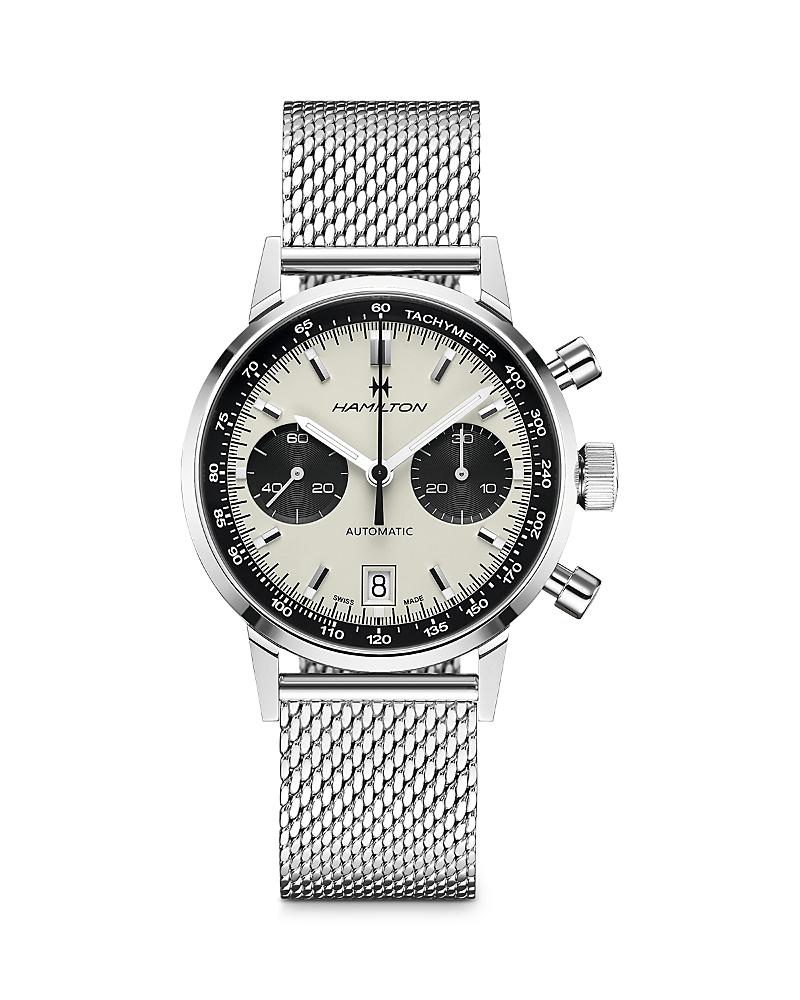 Hamilton Mens American Classic Intra-Matic Auto Chrono Black Leather Strap Watch Product Image