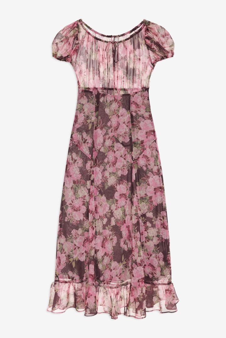Adeline Floral Midi Dress — Brown Product Image