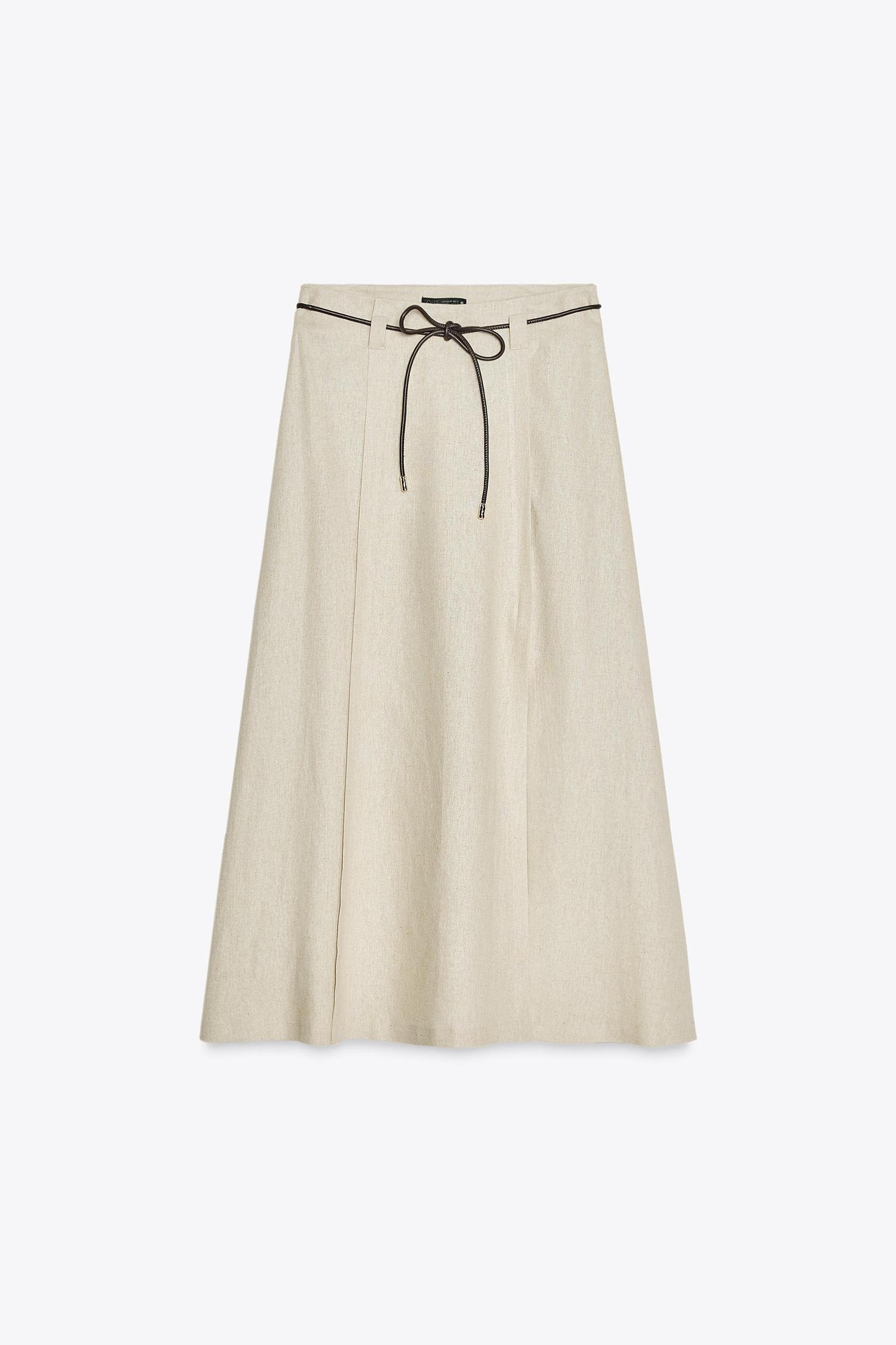LINEN MIDI SKIRT Product Image
