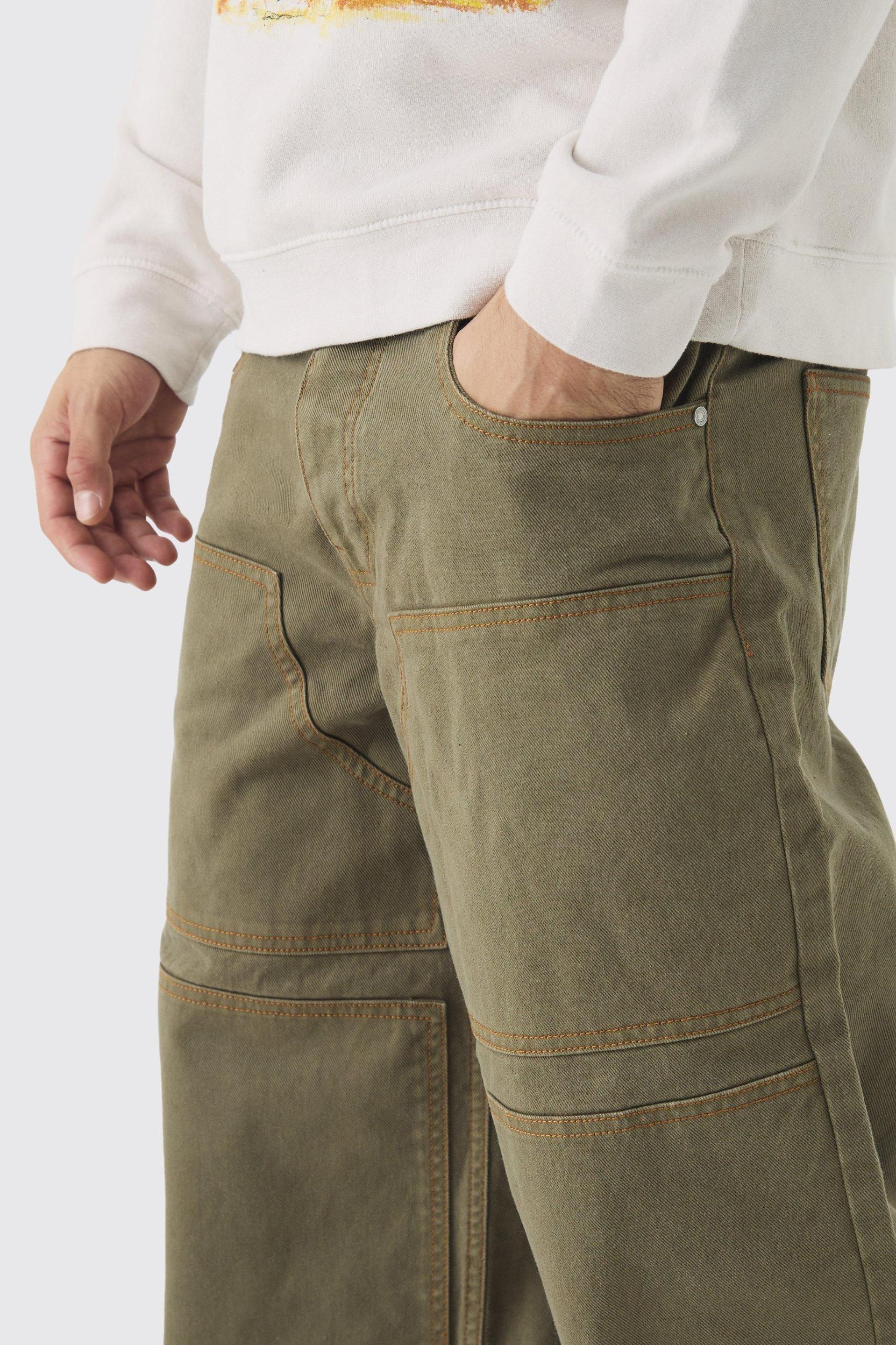 Baggy Twill Contrast Stitch Carpenter Pants | boohooMAN USA Product Image