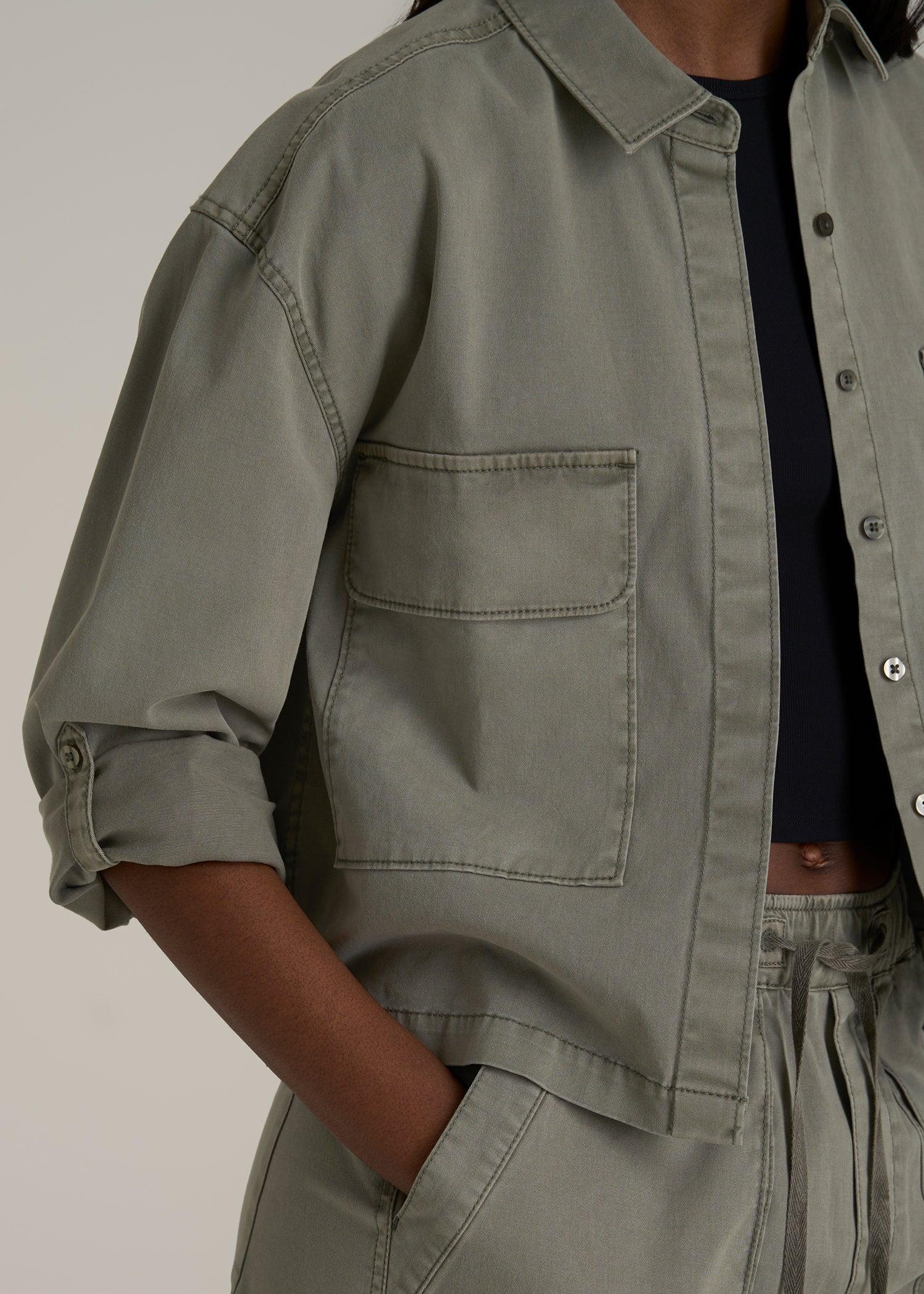 Garment Dyed Utility Shirt for Tall Women in Camper Green Female Product Image