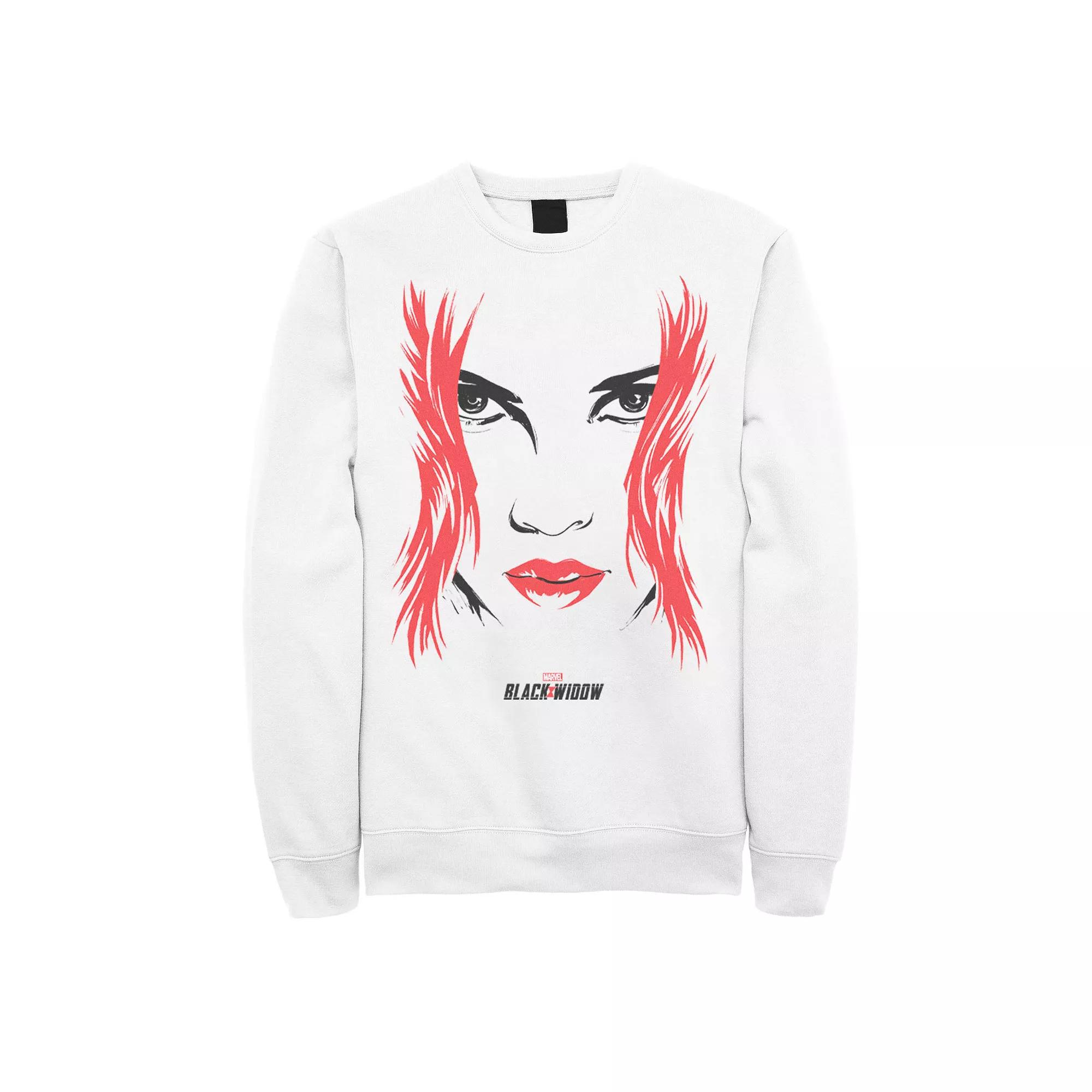 Men's Marvel Black Widow Big Face Sweatshirt,  Product Image