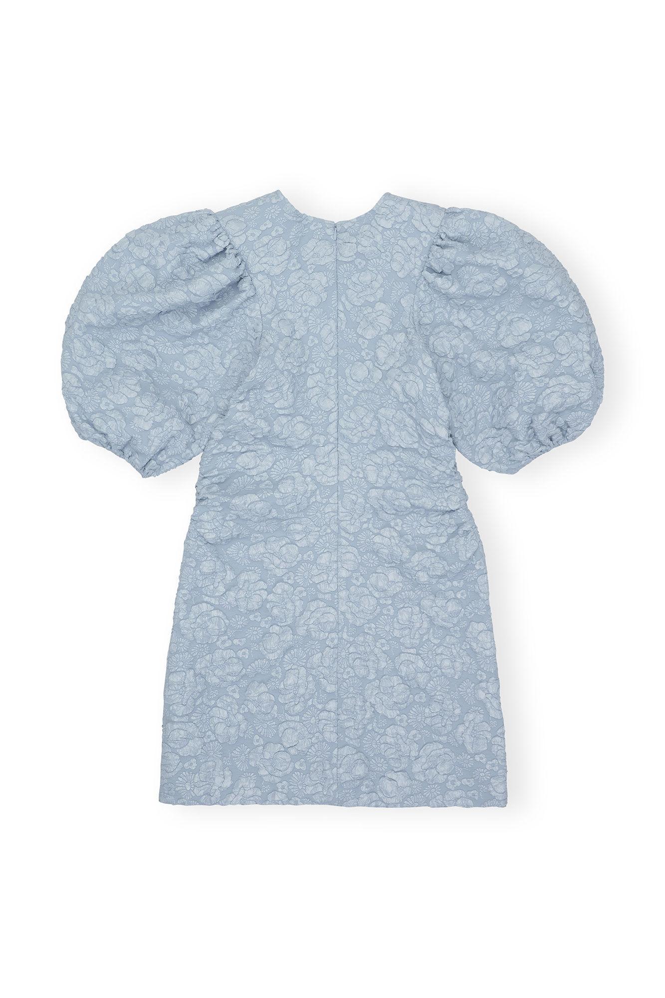 Stretch Jacquard Puff Sleeves Mini Dress Product Image