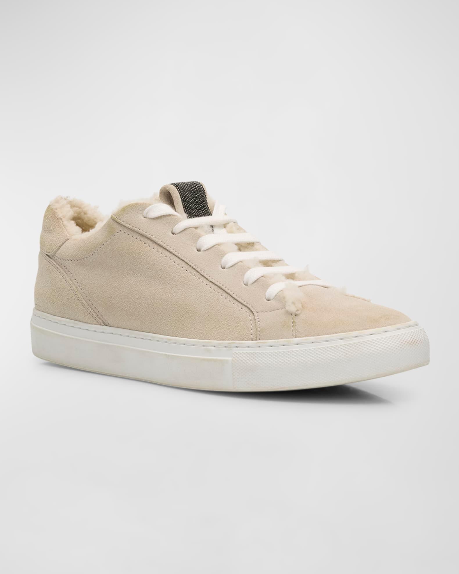 Lamb Shearling Fur-Lined Low-Top Sneakers Product Image